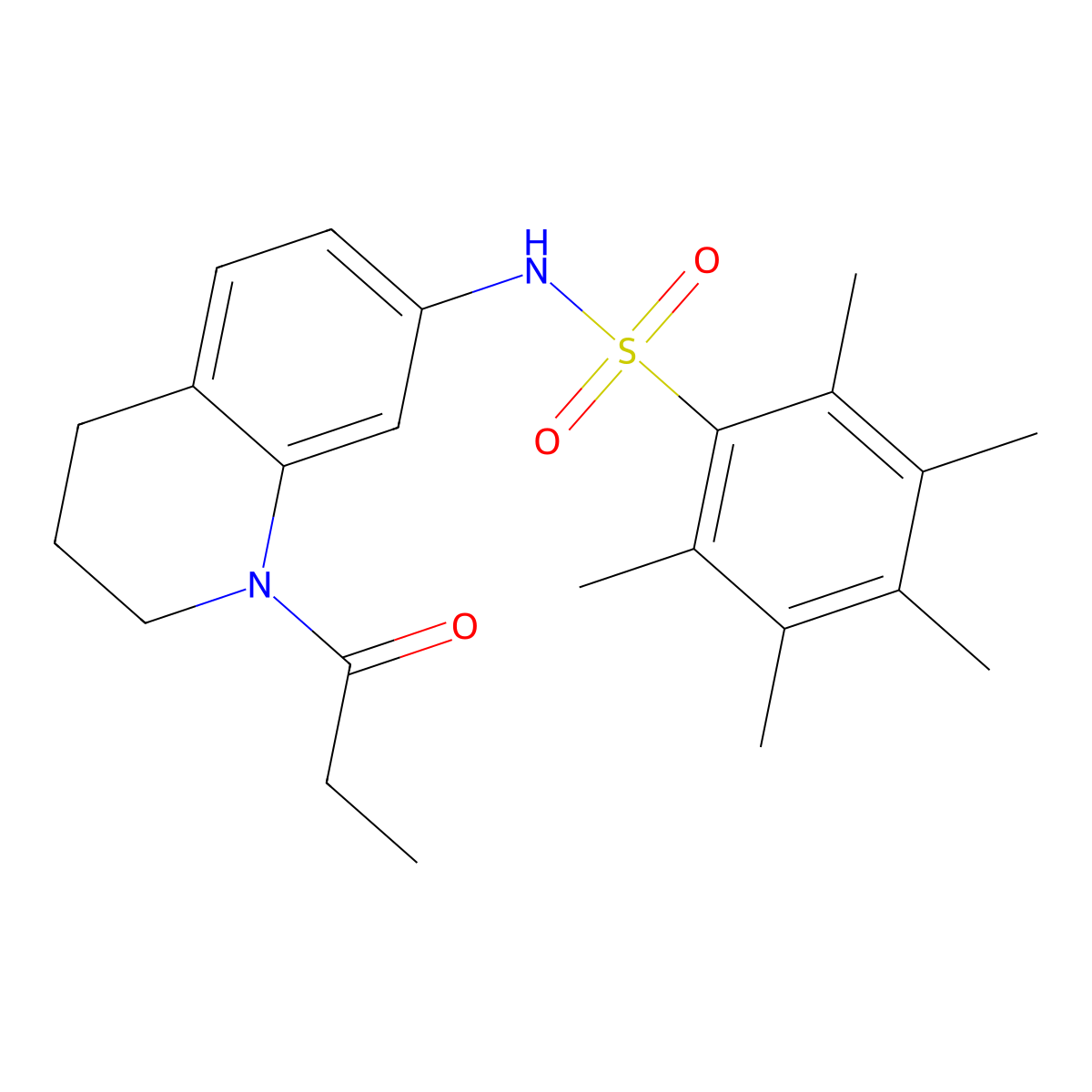 2,3,4,5,6-pentamethyl-N-(1-propanoyl-1,2,3,4-tetrahydroquinolin-7-yl)benzene-1-sulfonamide molecular structure, CAS 1040661-65-1