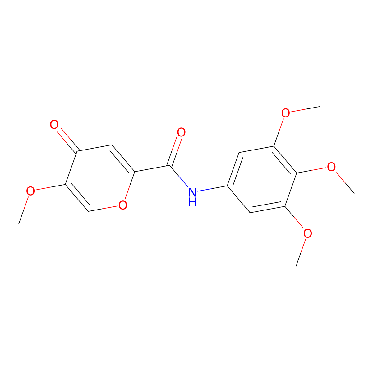 5-methoxy-4-oxo-N-(3,4,5-trimethoxyphenyl)-4H-pyran-2-carboxamide molecular structure, CAS 1040661-69-5