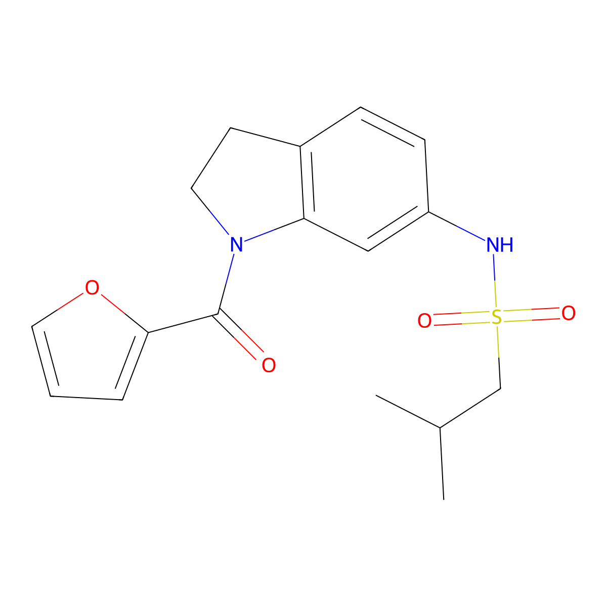 N-[1-(furan-2-carbonyl)-2,3-dihydro-1H-indol-6-yl]-2-methylpropane-1-sulfonamide molecular structure, CAS 1040661-70-8
