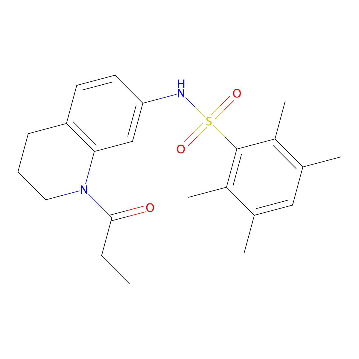 2,3,5,6-tetramethyl-N-(1-propanoyl-1,2,3,4-tetrahydroquinolin-7-yl)benzene-1-sulfonamide molecular structure, CAS 1040661-72-0