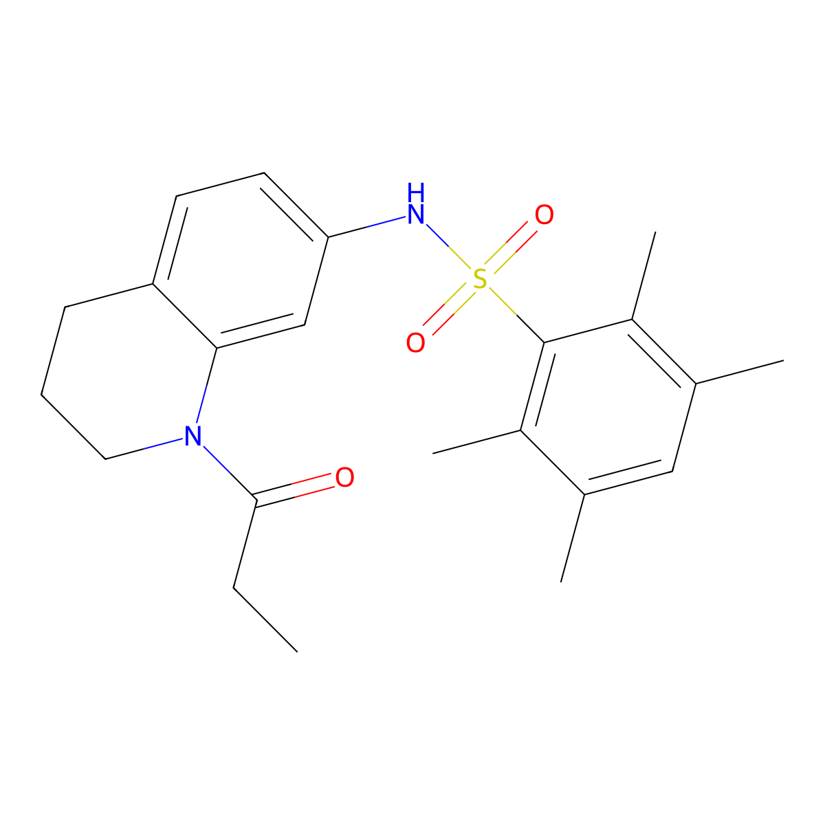 2,3,5,6-tetramethyl-N-(1-propanoyl-1,2,3,4-tetrahydroquinolin-7-yl)benzene-1-sulfonamide molecular structure, CAS 1040661-72-0
