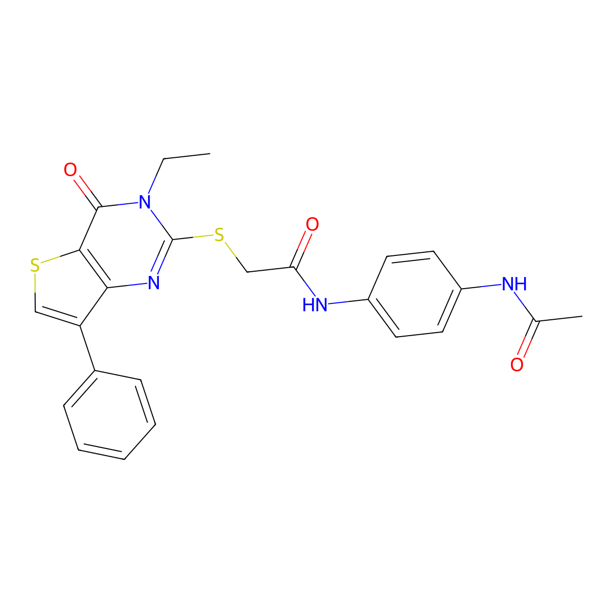 N-[4-(acetylamino)phenyl]-2-[(3-ethyl-4-oxo-7-phenyl-3,4-dihydrothieno[3,2-d]pyrimidin-2-yl)thio]acetamide molecular structure, CAS 1040661-73-1