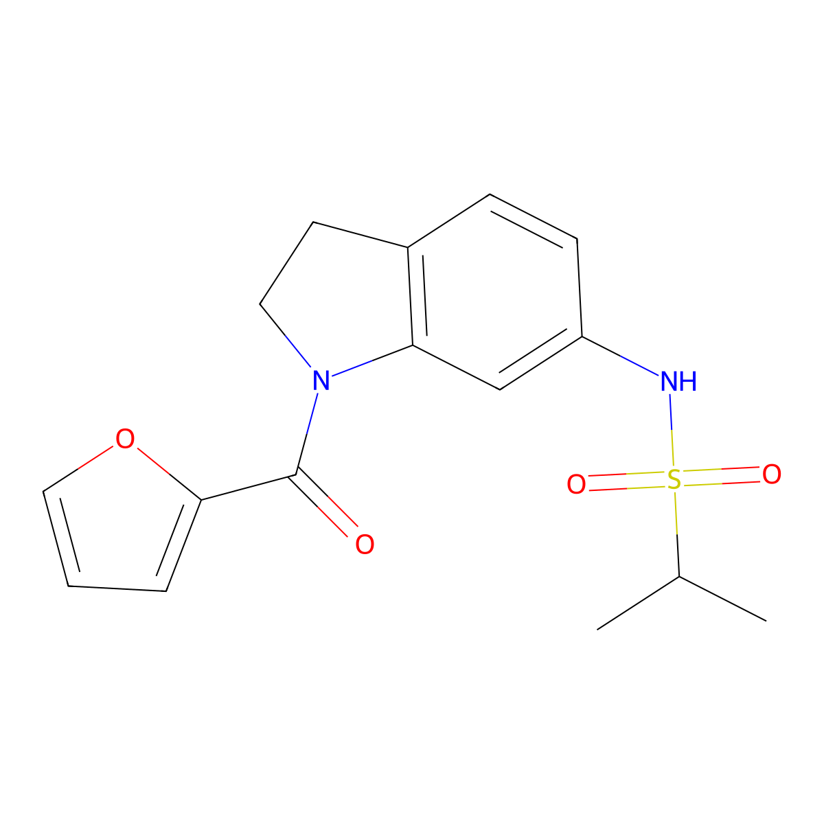 N-(1-(furan-2-carbonyl)indolin-6-yl)propane-2-sulfonamide molecular structure, CAS 1040661-77-5