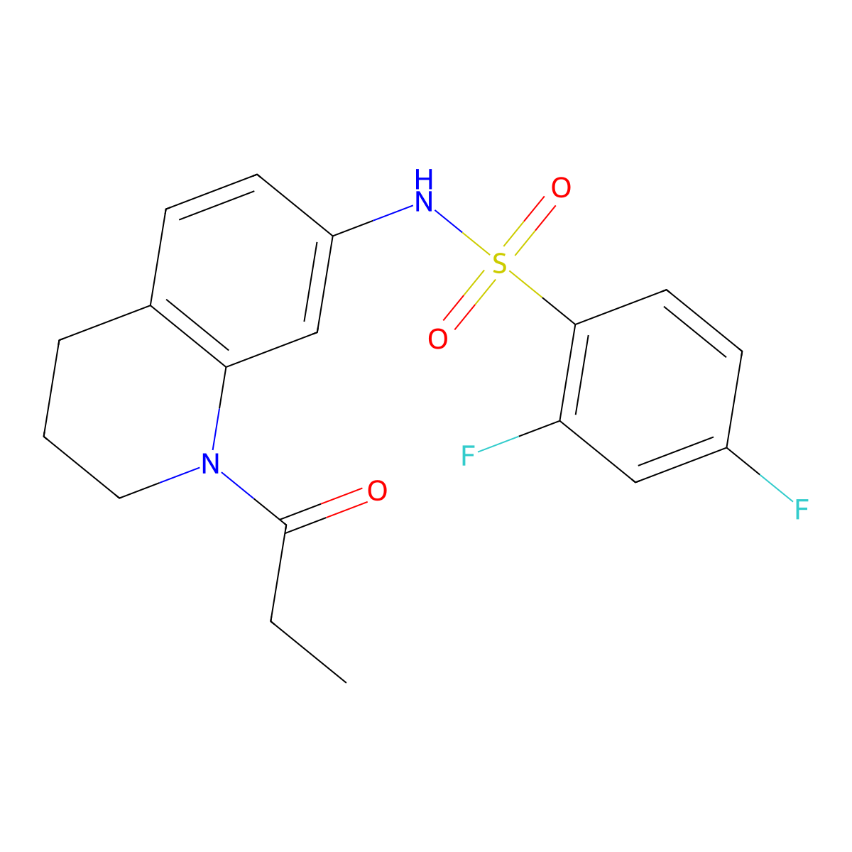 2,4-difluoro-N-(1-propanoyl-1,2,3,4-tetrahydroquinolin-7-yl)benzene-1-sulfonamide molecular structure, CAS 1040661-79-7