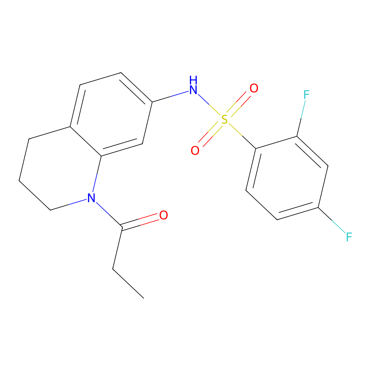 2,4-difluoro-N-(1-propanoyl-1,2,3,4-tetrahydroquinolin-7-yl)benzene-1-sulfonamide molecular structure, CAS 1040661-79-7