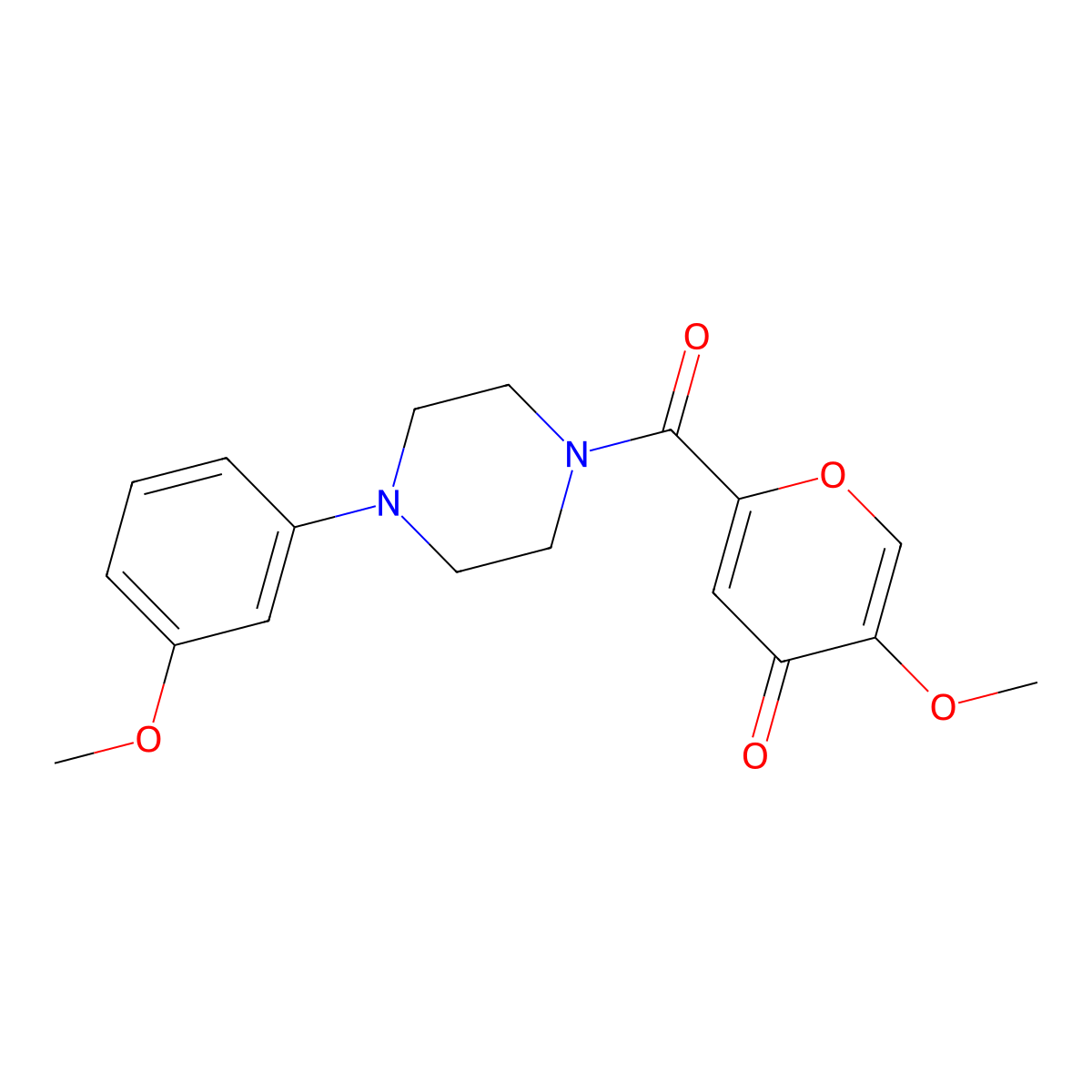 5-methoxy-2-(4-(3-methoxyphenyl)piperazine-1-carbonyl)-4H-pyran-4-one molecular structure, CAS 1040661-83-3