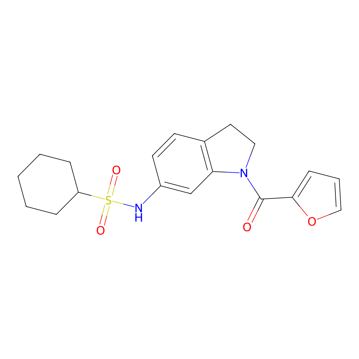 N-[1-(furan-2-carbonyl)-2,3-dihydro-1H-indol-6-yl]cyclohexanesulfonamide molecular structure, CAS 1040661-84-4