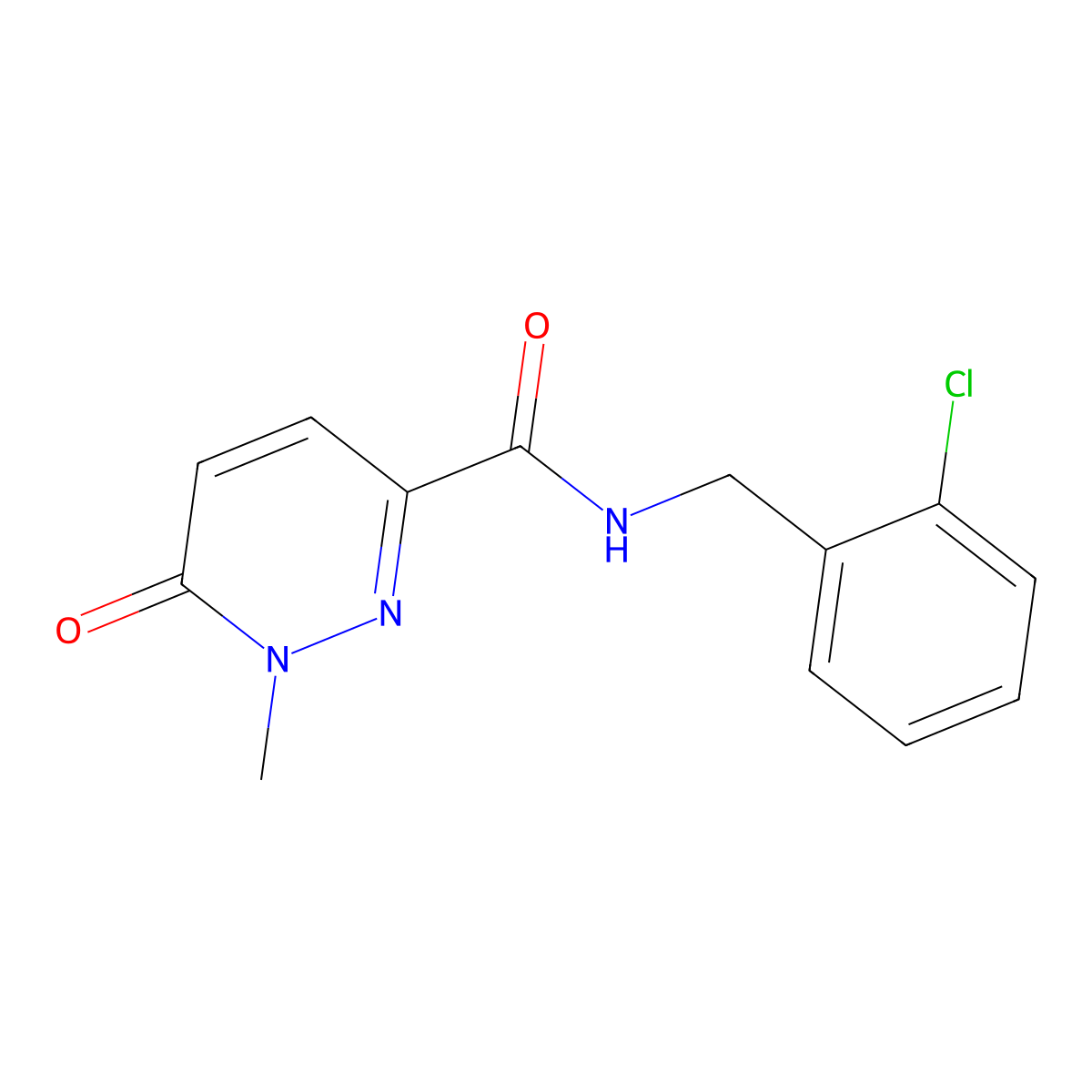 N-(2-chlorobenzyl)-1-methyl-6-oxo-1,6-dihydropyridazine-3-carboxamide molecular structure, CAS 1040661-85-5