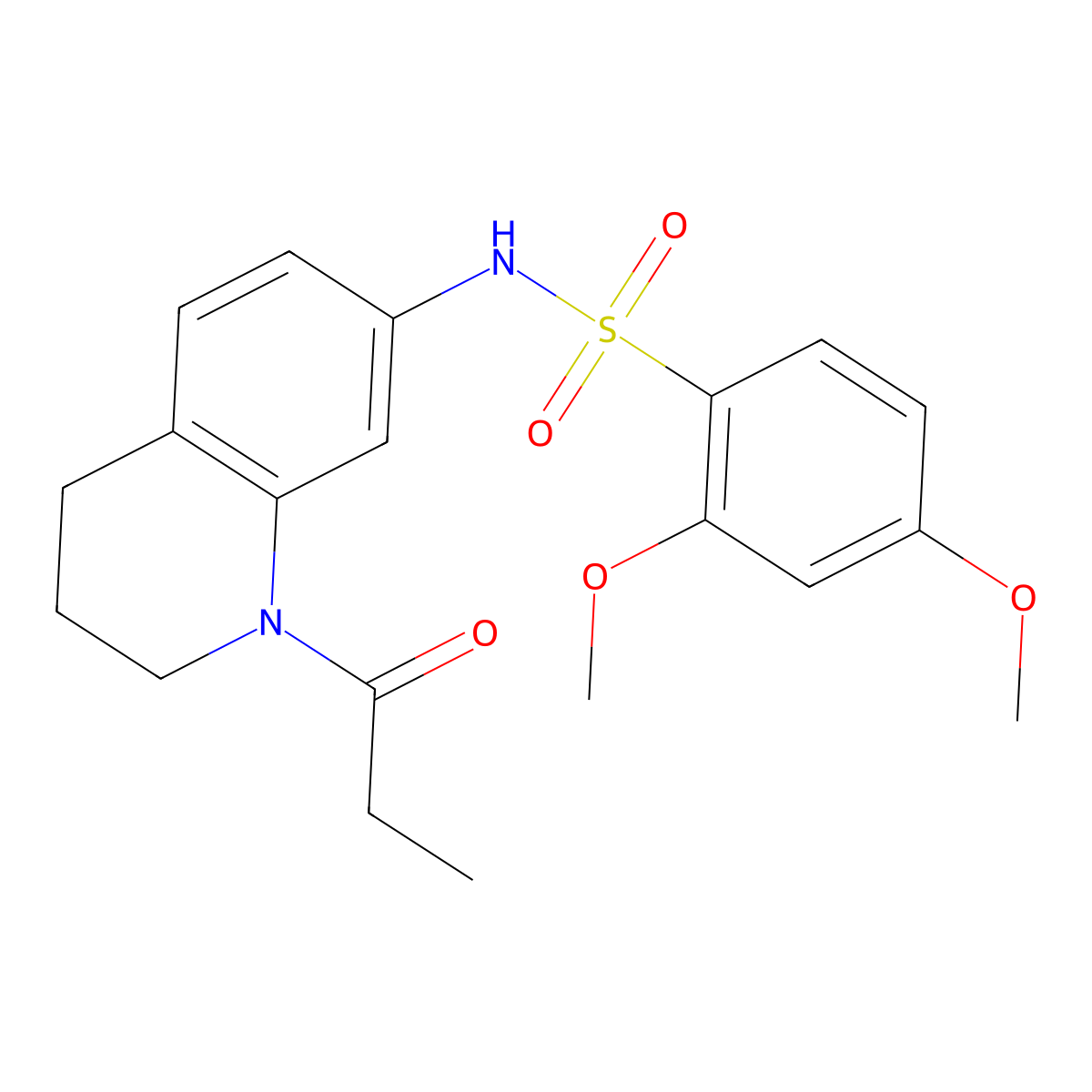 2,4-dimethoxy-N-(1-propanoyl-1,2,3,4-tetrahydroquinolin-7-yl)benzene-1-sulfonamide molecular structure, CAS 1040661-86-6