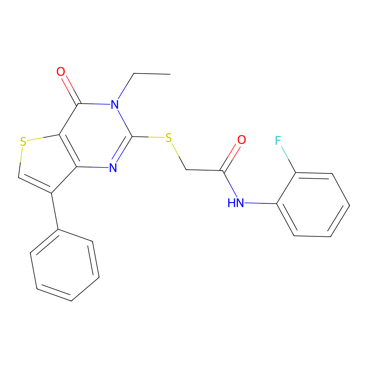 2-({3-ethyl-4-oxo-7-phenyl-3H,4H-thieno[3,2-d]pyrimidin-2-yl}sulfanyl)-N-(2-fluorophenyl)acetamide molecular structure, CAS 1040661-87-7