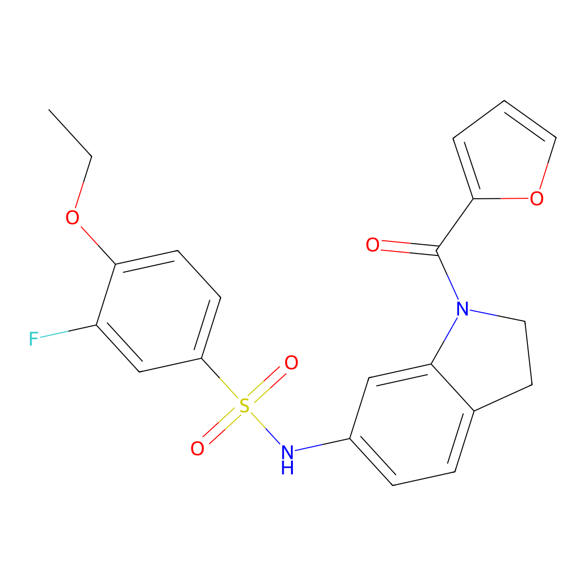 4-ethoxy-3-fluoro-N-(1-(furan-2-carbonyl)indolin-6-yl)benzenesulfonamide molecular structure, CAS 1040661-91-3