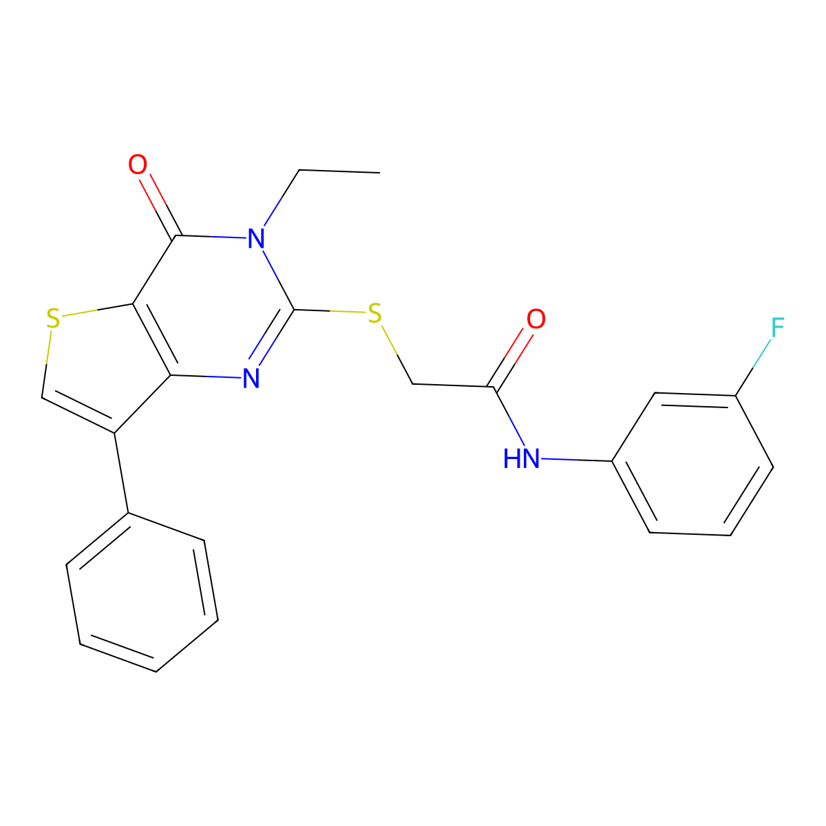 2-({3-ethyl-4-oxo-7-phenyl-3H,4H-thieno[3,2-d]pyrimidin-2-yl}sulfanyl)-N-(3-fluorophenyl)acetamide molecular structure, CAS 1040661-93-5