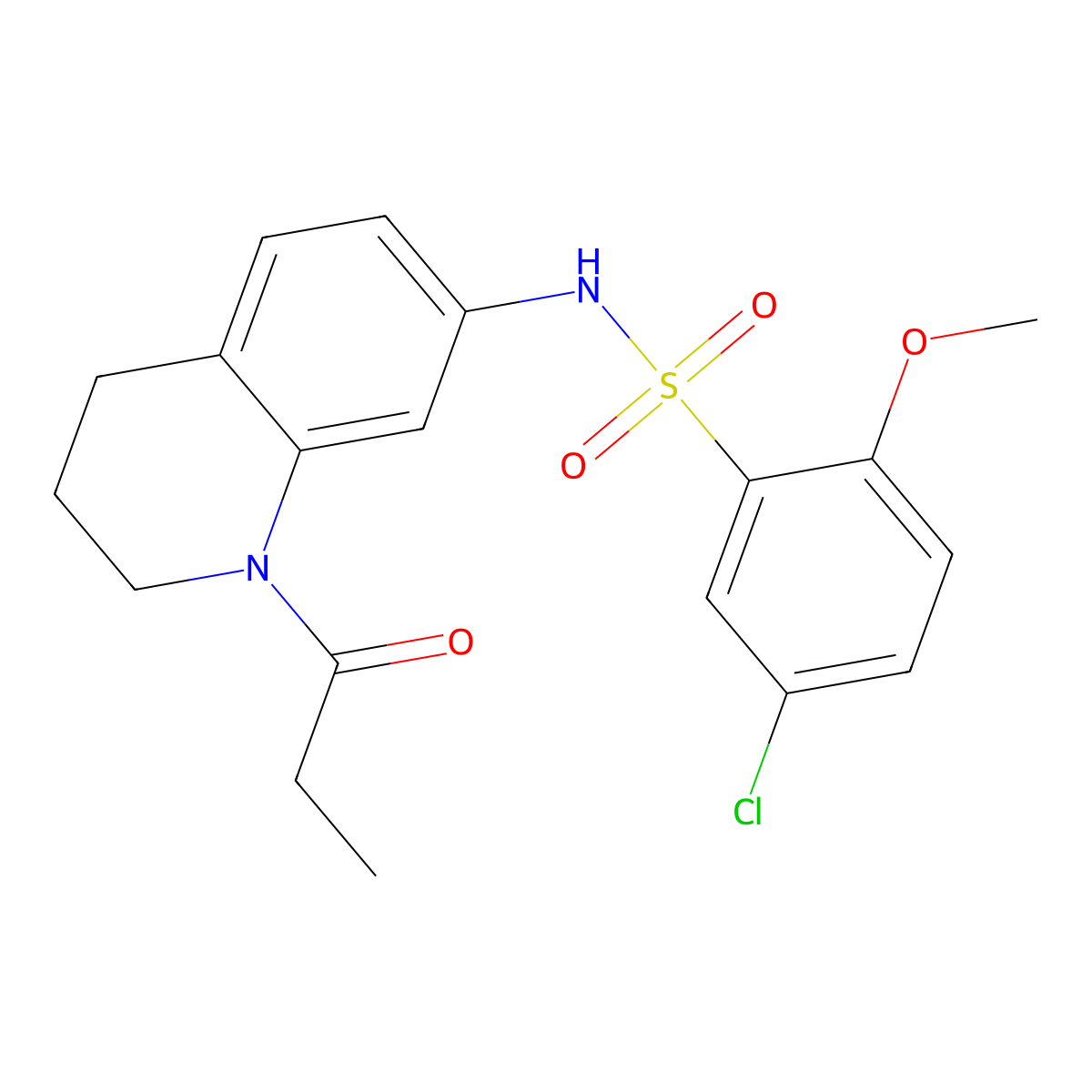 5-chloro-2-methoxy-N-(1-propanoyl-1,2,3,4-tetrahydroquinolin-7-yl)benzene-1-sulfonamide molecular structure, CAS 1040661-99-1