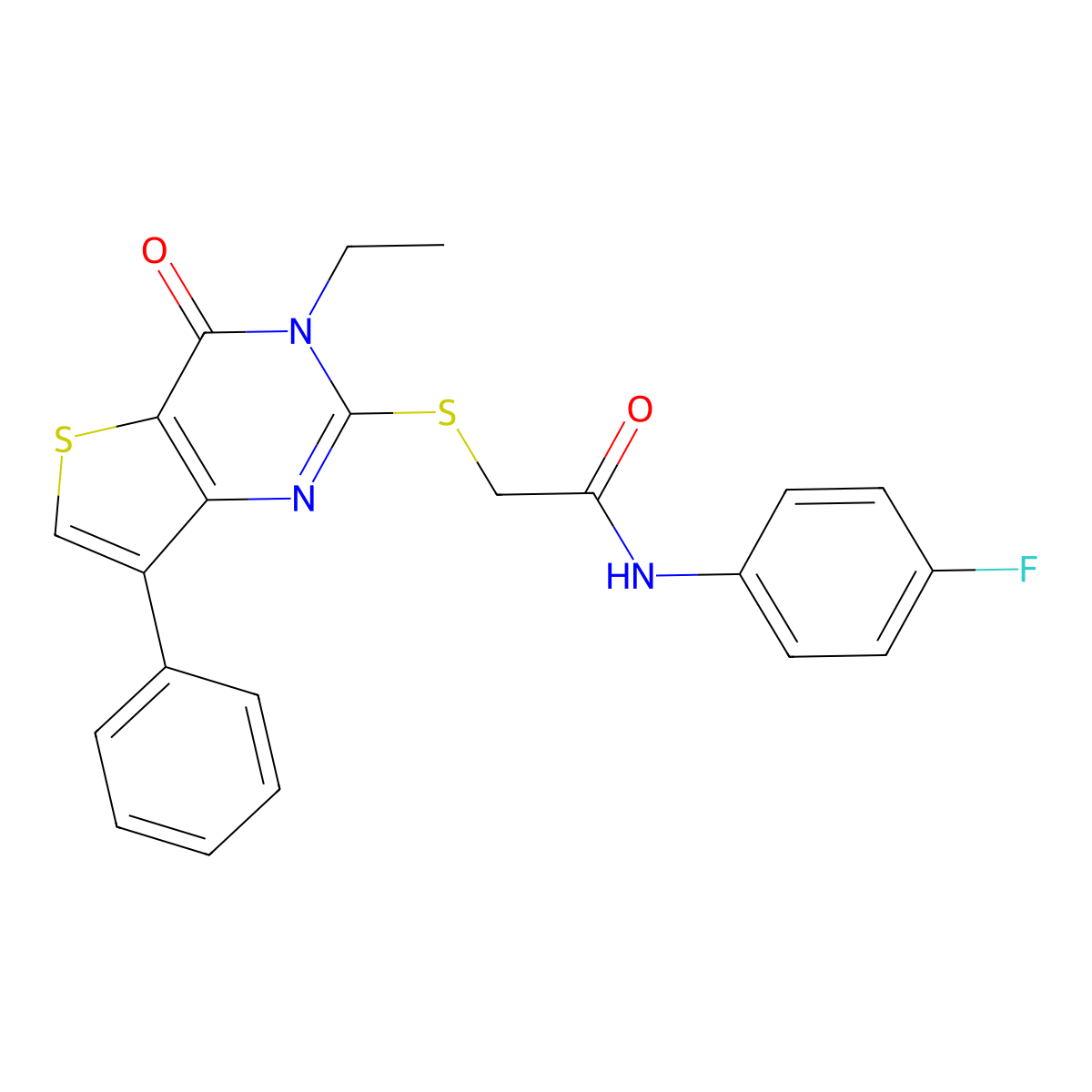 2-({3-ethyl-4-oxo-7-phenyl-3H,4H-thieno[3,2-d]pyrimidin-2-yl}sulfanyl)-N-(4-fluorophenyl)acetamide molecular structure, CAS 1040662-00-7