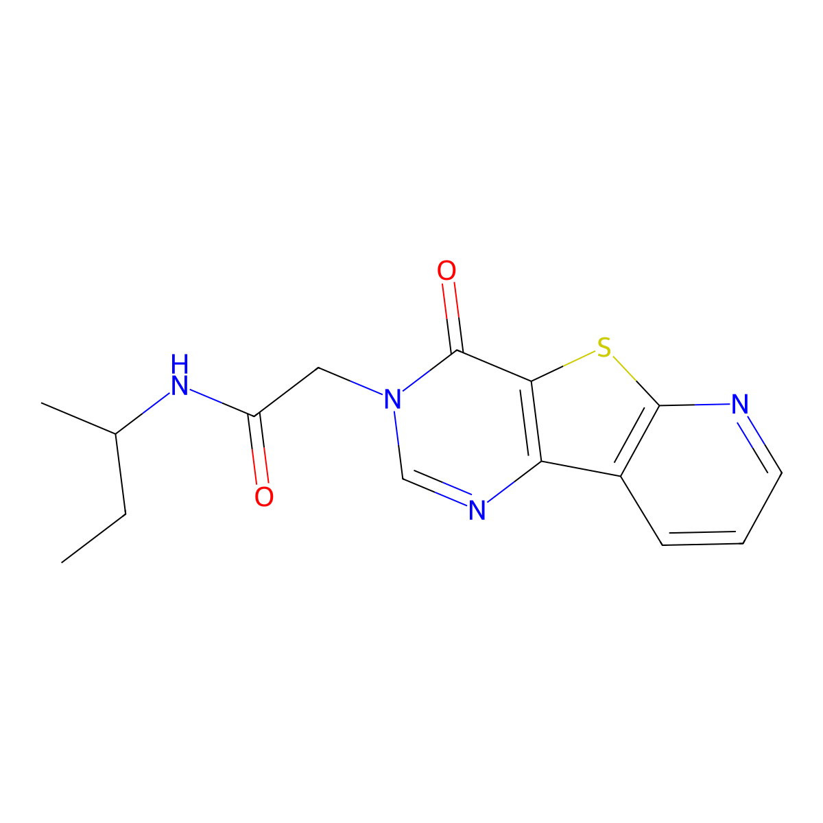N-Sec-butyl-2-(4-oxopyrido[3',2':4,5]thieno[3,2-D]pyrimidin-3(4H)-YL)acetamide molecular structure, CAS 1040662-01-8