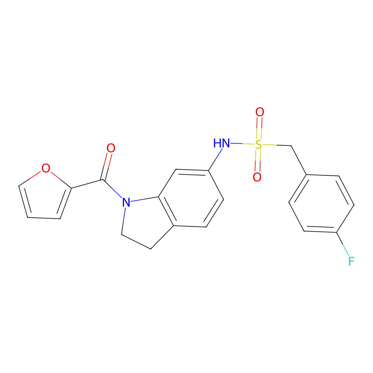 1-(4-fluorophenyl)-N-(1-(furan-2-carbonyl)indolin-6-yl)methanesulfonamide molecular structure, CAS 1040662-04-1