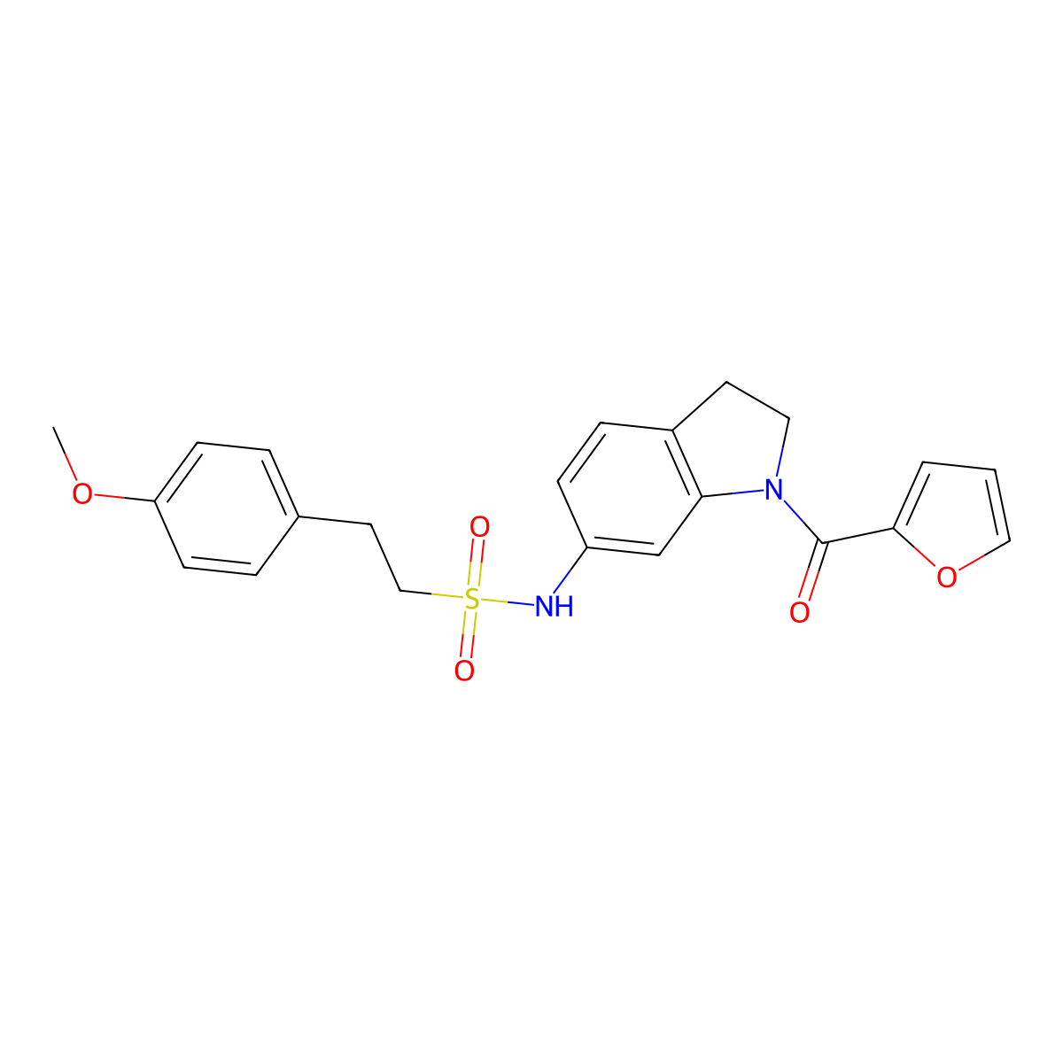 N-(1-(furan-2-carbonyl)indolin-6-yl)-2-(4-methoxyphenyl)ethanesulfonamide molecular structure, CAS 1040662-11-0