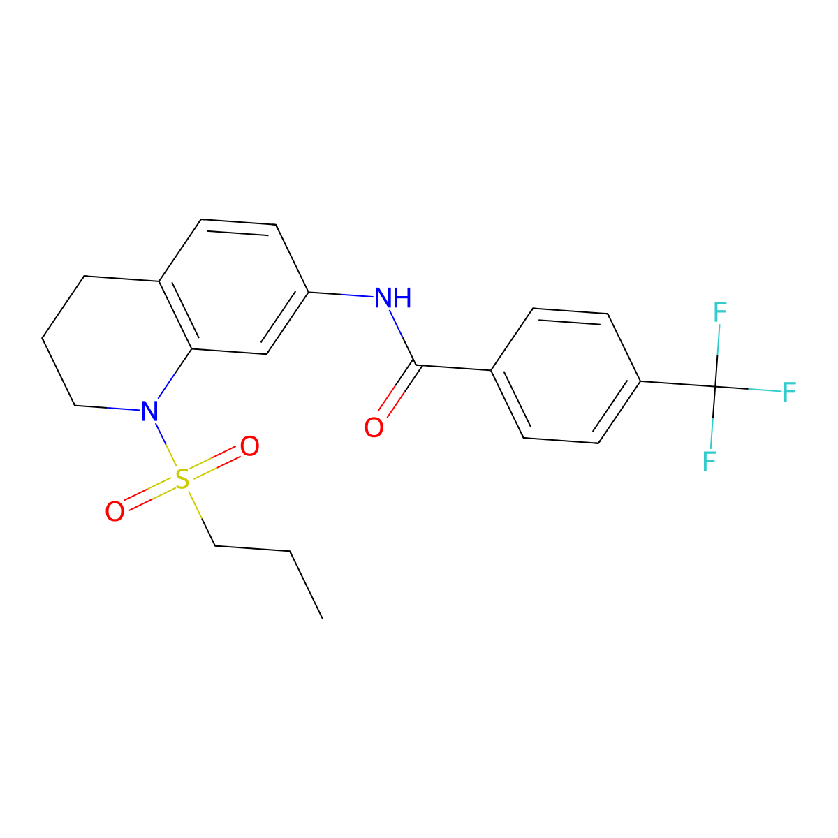 N-[1-(propane-1-sulfonyl)-1,2,3,4-tetrahydroquinolin-7-yl]-4-(trifluoromethyl)benzamide molecular structure, CAS 1040662-13-2