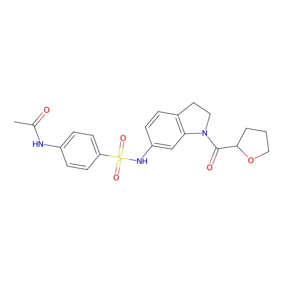 N-(4-(N-(1-(tetrahydrofuran-2-carbonyl)indolin-6-yl)sulfamoyl)phenyl)acetamide molecular structure, CAS 1040662-18-7