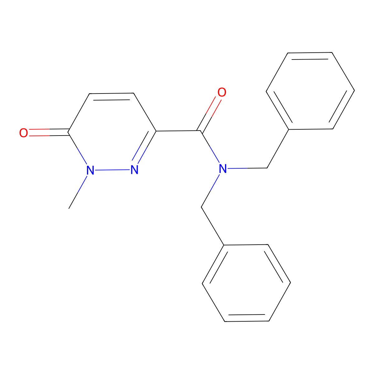 N,N-dibenzyl-1-methyl-6-oxo-1,6-dihydropyridazine-3-carboxamide molecular structure, CAS 1040662-19-8