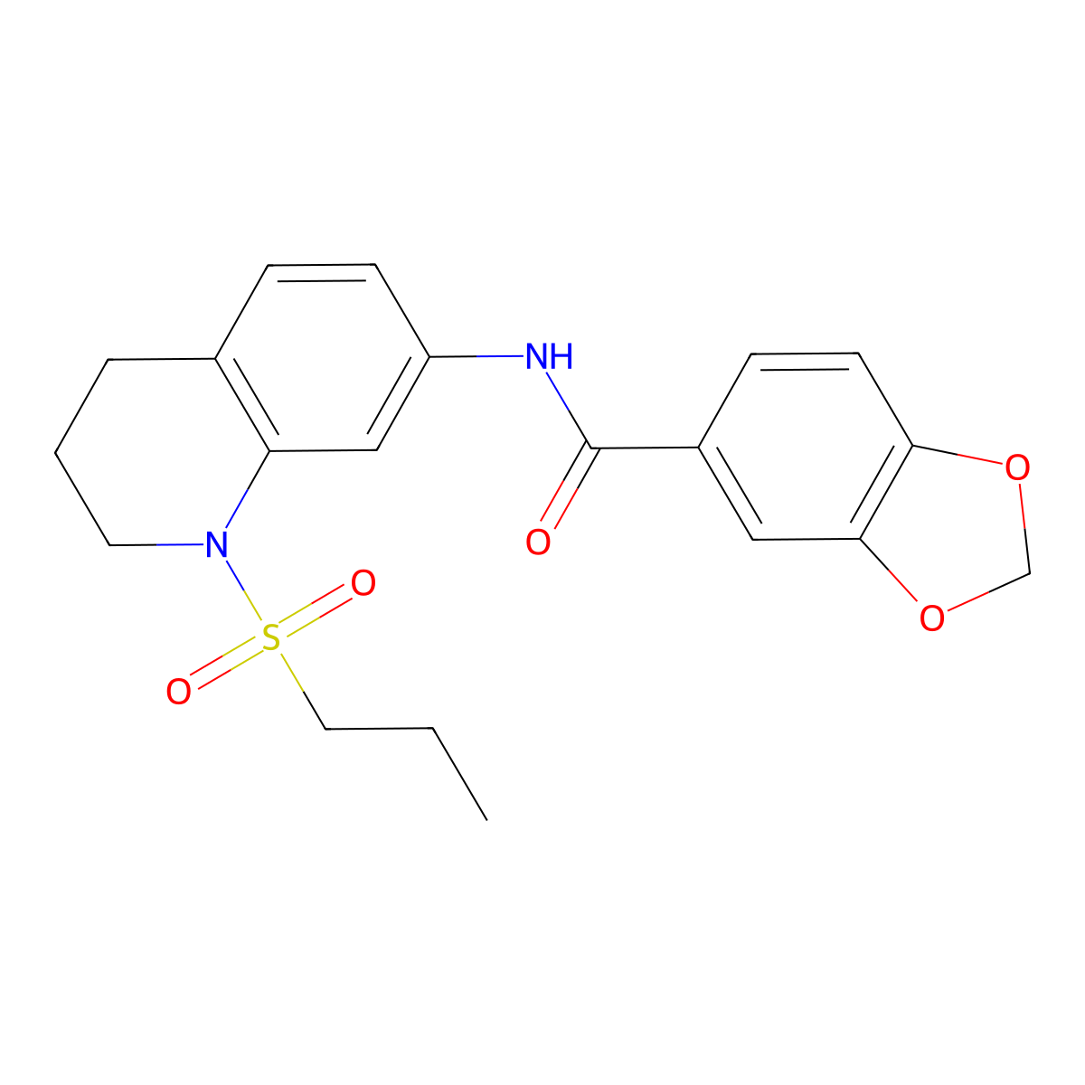 N-[1-(propane-1-sulfonyl)-1,2,3,4-tetrahydroquinolin-7-yl]-2H-1,3-benzodioxole-5-carboxamide molecular structure, CAS 1040662-20-1