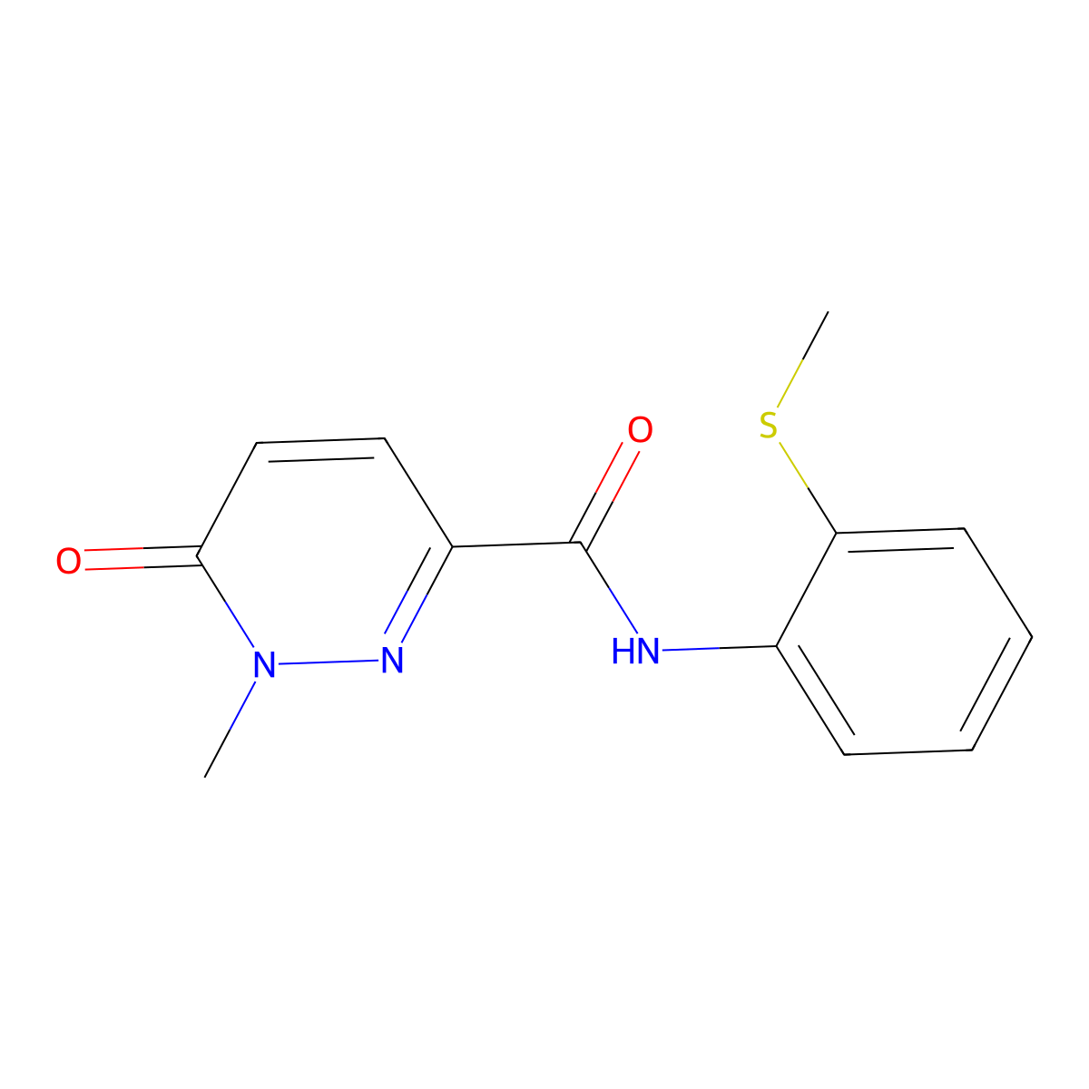1-methyl-N-[2-(methylsulfanyl)phenyl]-6-oxo-1,6-dihydropyridazine-3-carboxamide molecular structure, CAS 1040662-26-7
