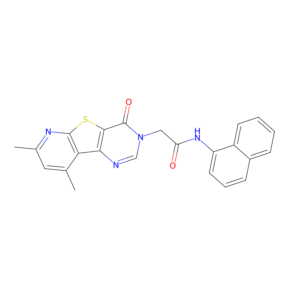 2-{11,13-dimethyl-6-oxo-8-thia-3,5,10-triazatricyclo[7.4.0.0^{2,7}]trideca-1(9),2(7),3,10,12-pentaen-5-yl}-N-(naphthalen-1-yl)acetamide molecular structure, CAS 1040662-29-0