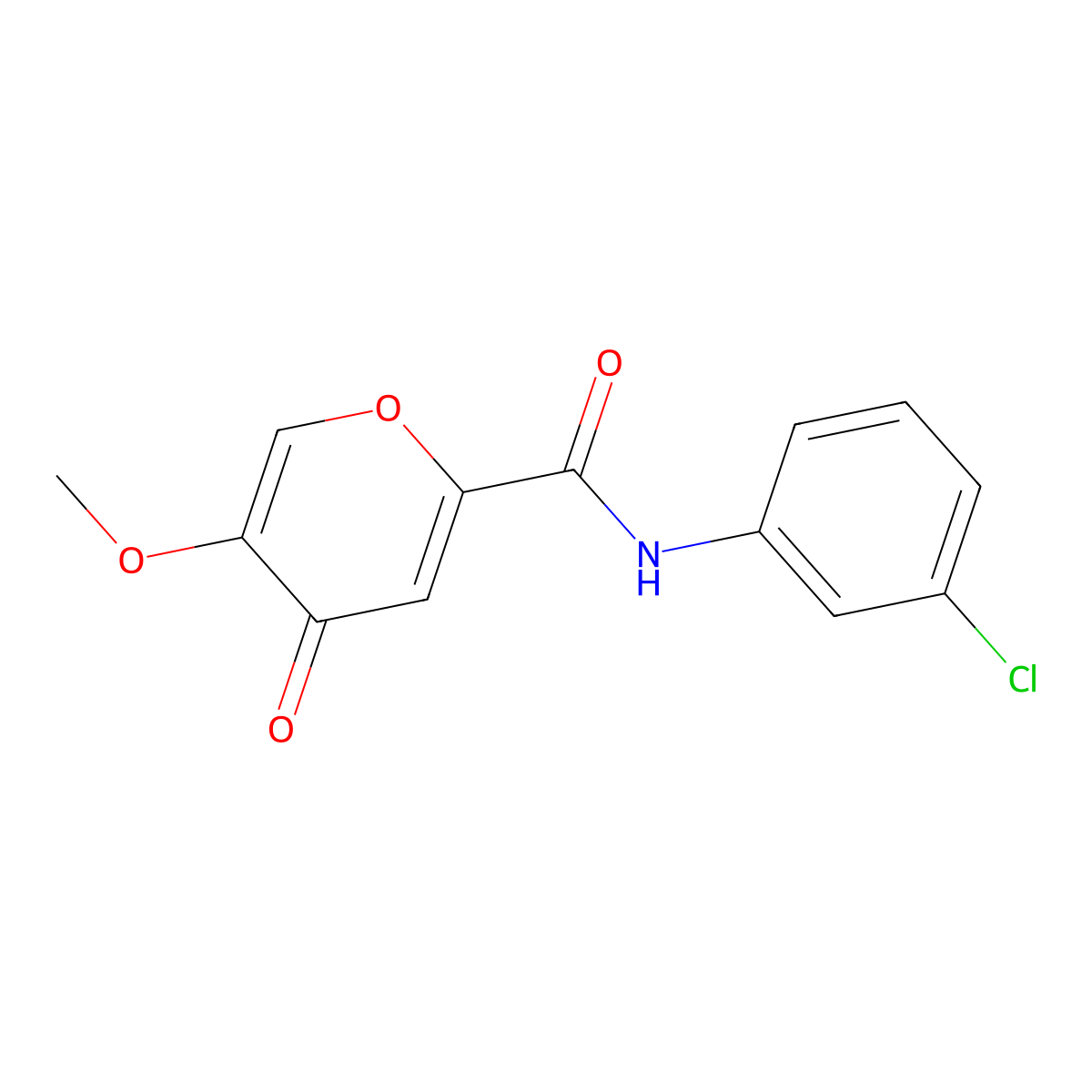 N-(3-chlorophenyl)-5-methoxy-4-oxo-4H-pyran-2-carboxamide molecular structure, CAS 1040662-32-5