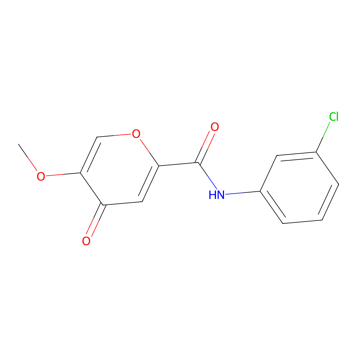 N-(3-chlorophenyl)-5-methoxy-4-oxo-4H-pyran-2-carboxamide molecular structure, CAS 1040662-32-5