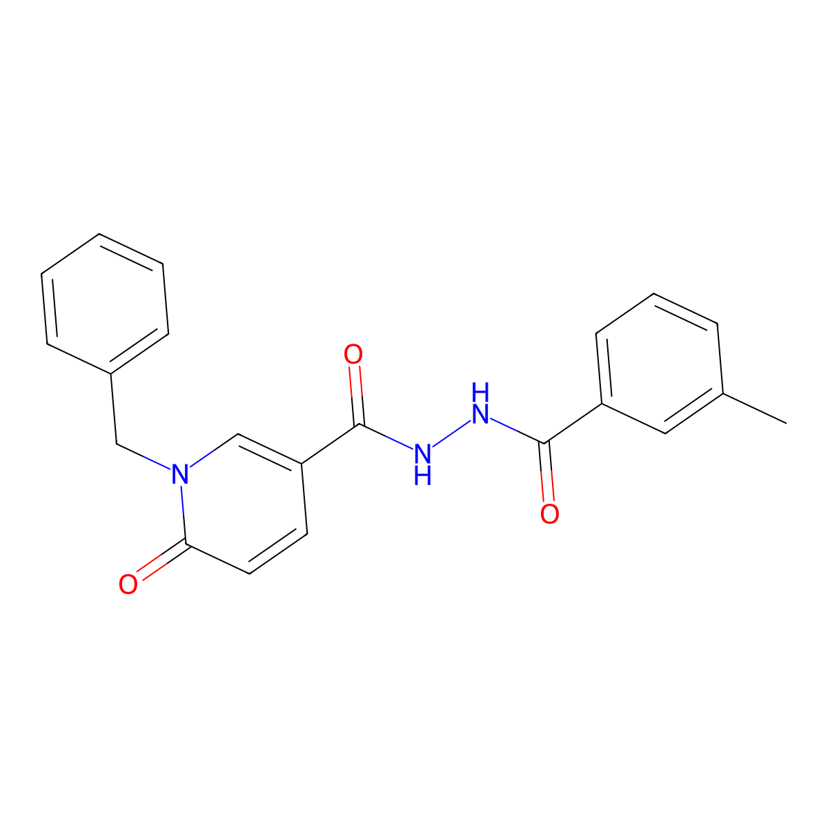 1-benzyl-N'-(3-methylbenzoyl)-6-oxo-1,6-dihydropyridine-3-carbohydrazide molecular structure, CAS 1040662-37-0