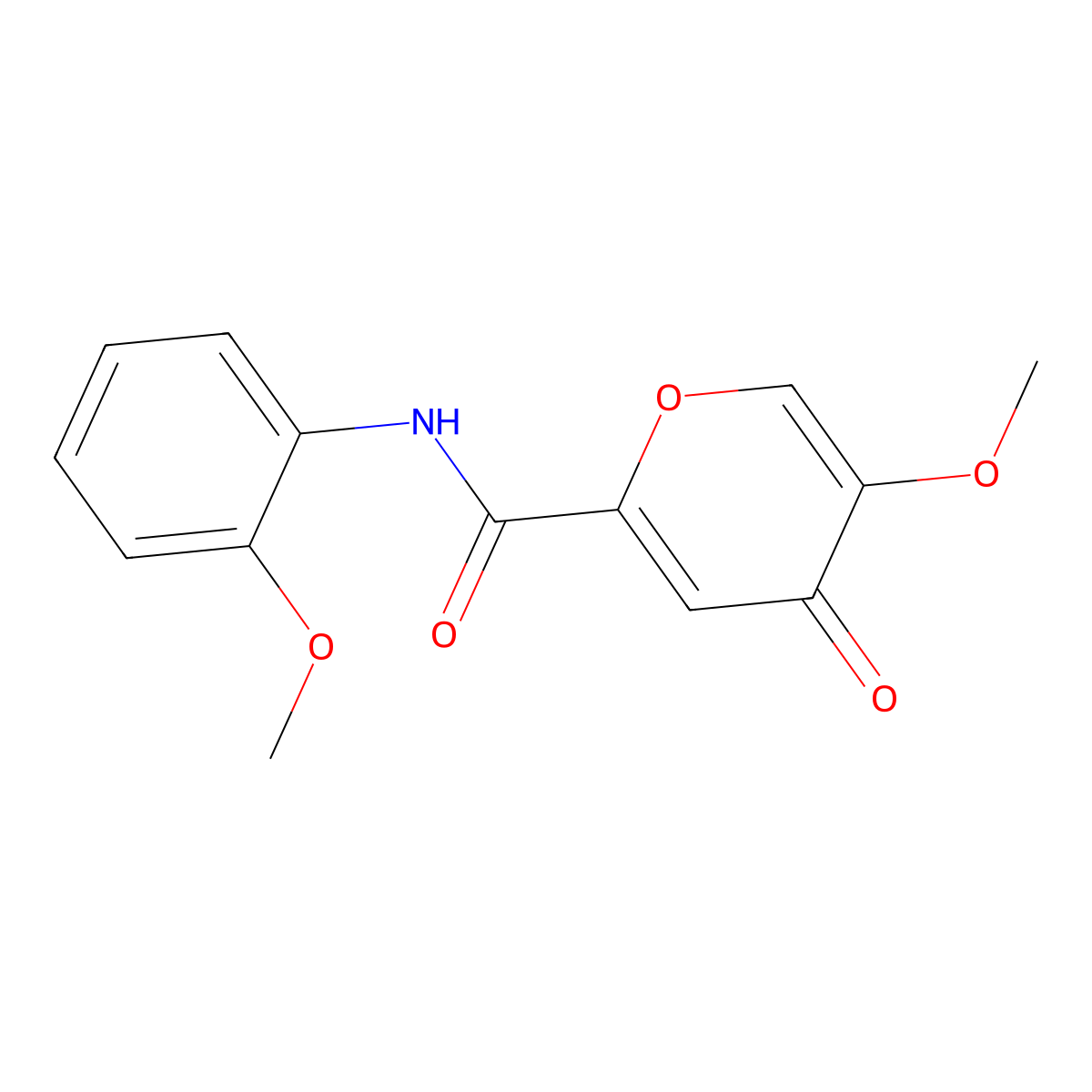 5-methoxy-N-(2-methoxyphenyl)-4-oxo-4H-pyran-2-carboxamide molecular structure, CAS 1040662-39-2