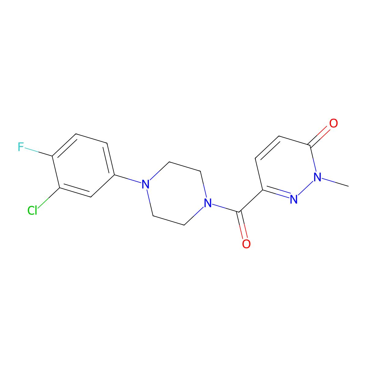 6-(4-(3-chloro-4-fluorophenyl)piperazine-1-carbonyl)-2-methylpyridazin-3(2H)-one molecular structure, CAS 1040662-40-5