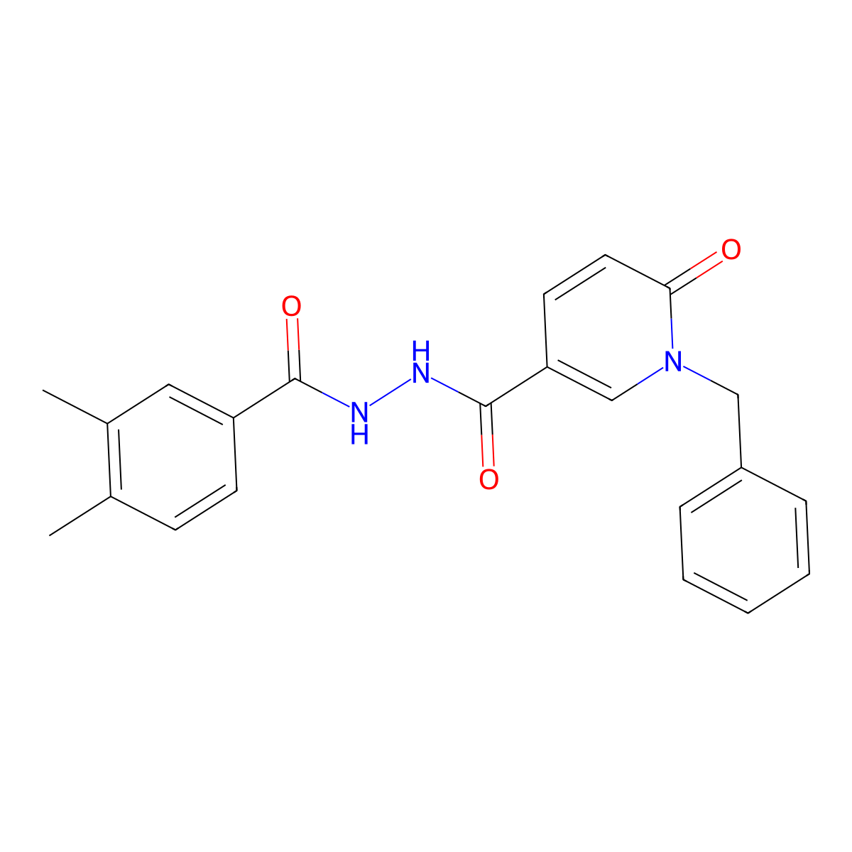 1-benzyl-N'-(3,4-dimethylbenzoyl)-6-oxo-1,6-dihydropyridine-3-carbohydrazide molecular structure, CAS 1040662-44-9