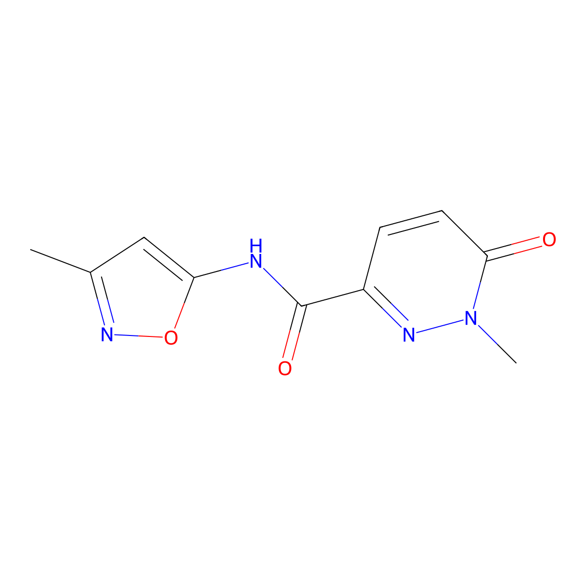 1-methyl-N-(3-methylisoxazol-5-yl)-6-oxo-1,6-dihydropyridazine-3-carboxamide molecular structure, CAS 1040662-47-2