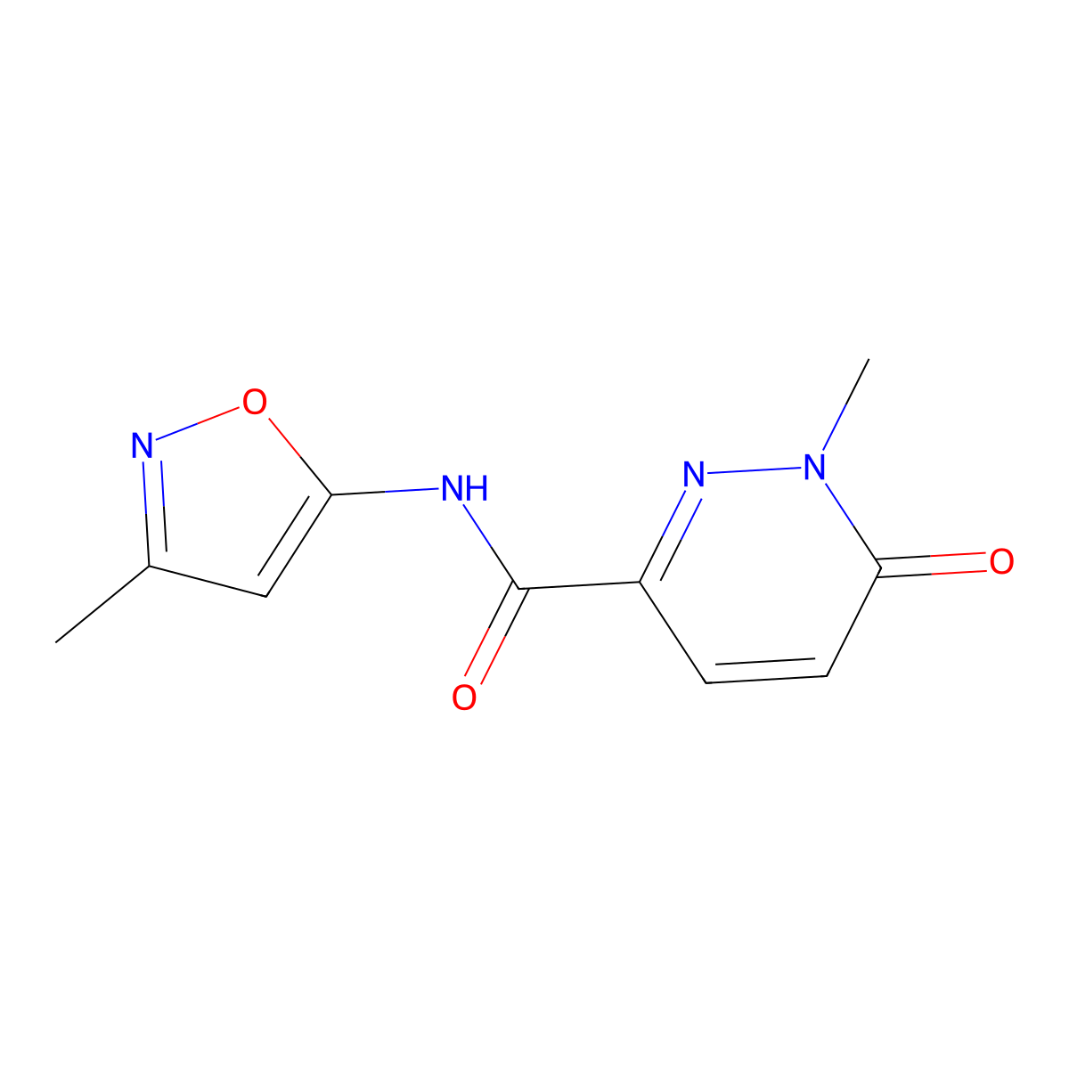 1-methyl-N-(3-methylisoxazol-5-yl)-6-oxo-1,6-dihydropyridazine-3-carboxamide molecular structure, CAS 1040662-47-2