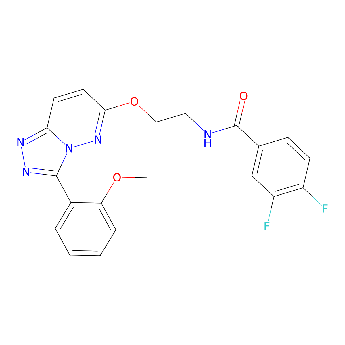 3,4-difluoro-N-(2-{[3-(2-methoxyphenyl)-[1,2,4]triazolo[4,3-b]pyridazin-6-yl]oxy}ethyl)benzamide molecular structure, CAS 1040662-52-9