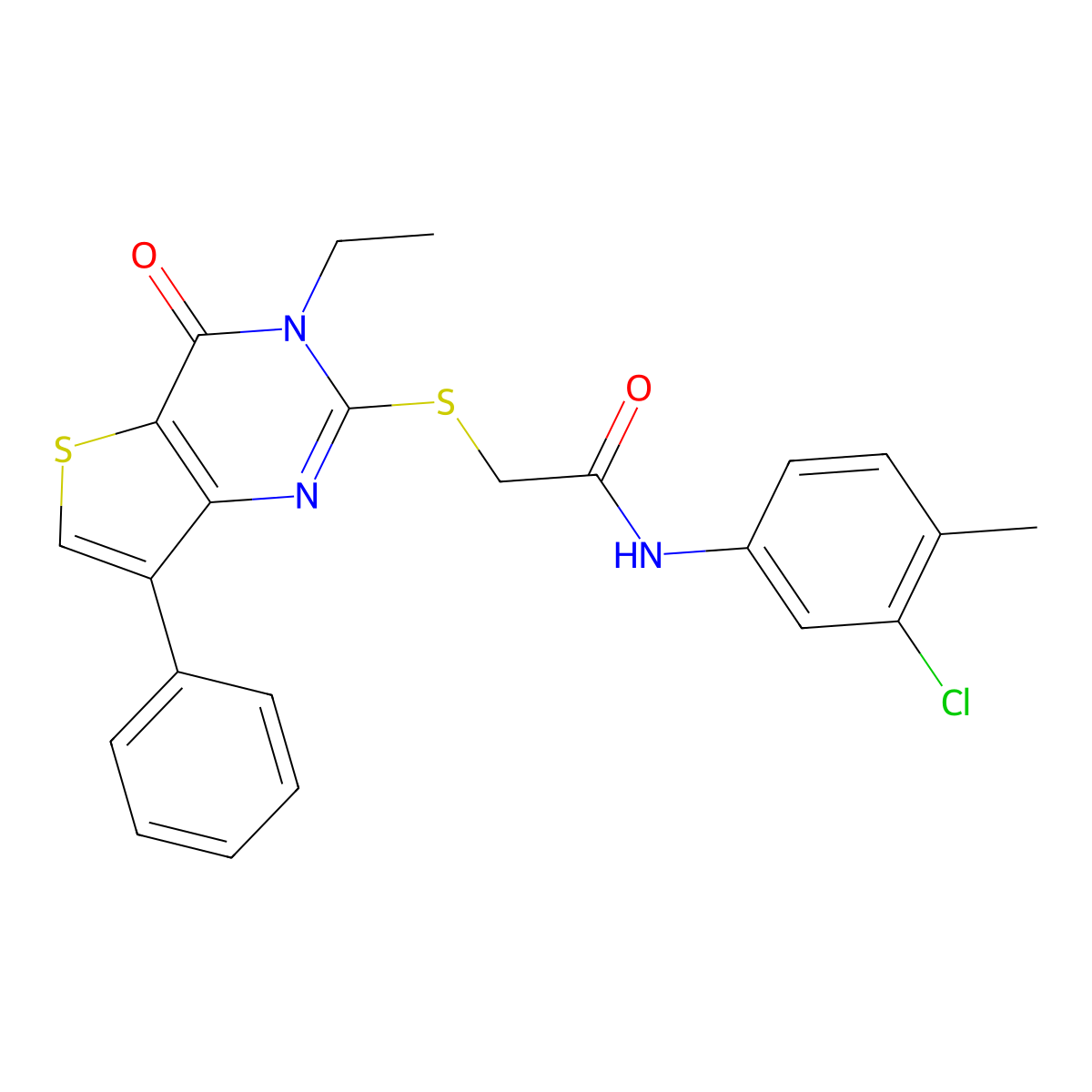 N-(3-chloro-4-methylphenyl)-2-({3-ethyl-4-oxo-7-phenyl-3H,4H-thieno[3,2-d]pyrimidin-2-yl}sulfanyl)acetamide molecular structure, CAS 1040662-55-2