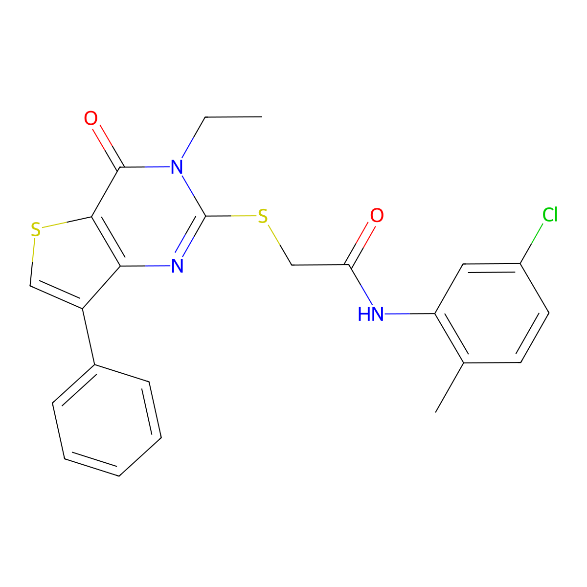 N-(5-chloro-2-methylphenyl)-2-[(3-ethyl-4-oxo-7-phenyl-3,4-dihydrothieno[3,2-d]pyrimidin-2-yl)thio]acetamide molecular structure, CAS 1040662-62-1