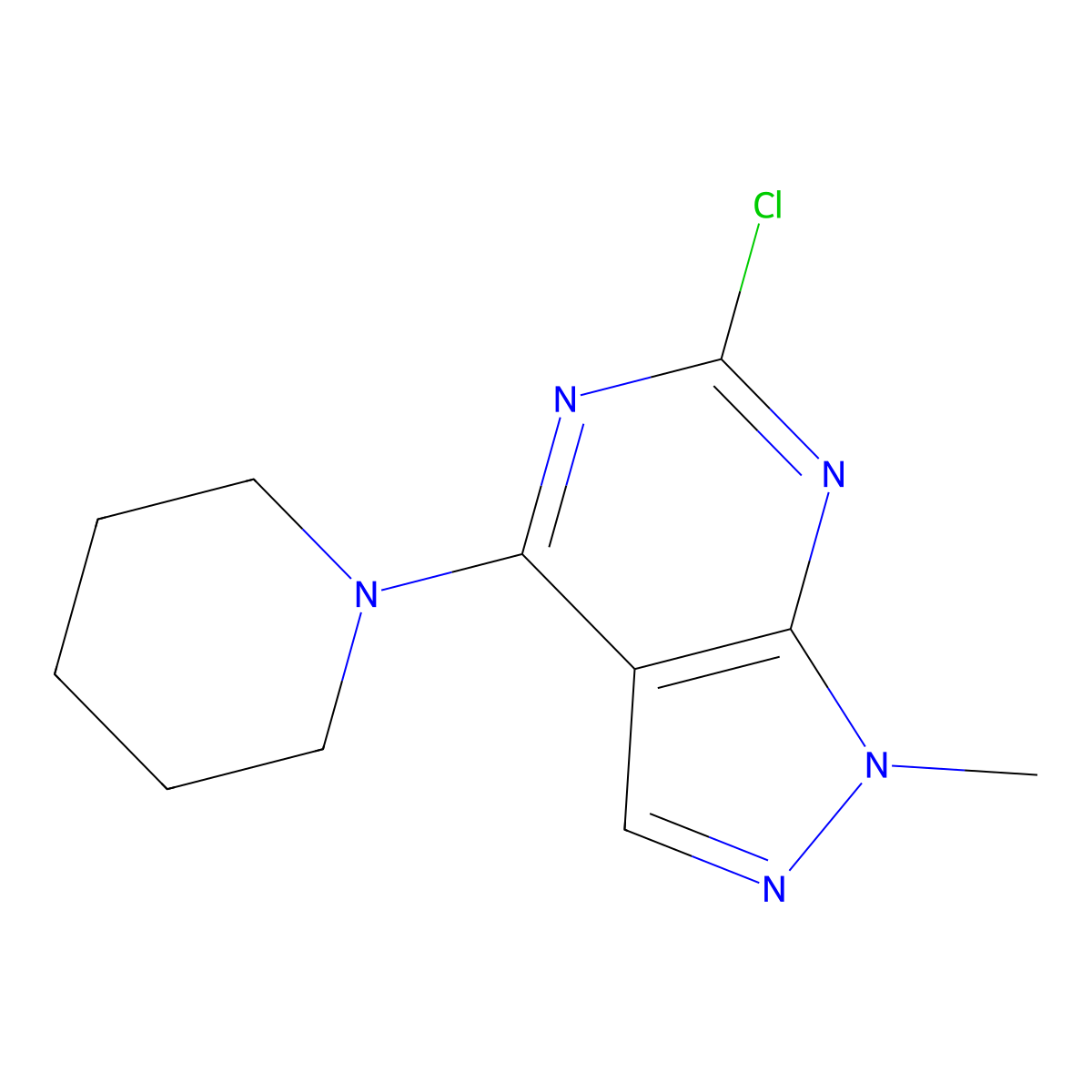 6-Chloro-1-methyl-4-piperidin-1-yl-1H-pyrazolo[3,4-d]pyrimidine molecular structure, CAS 1040662-63-2