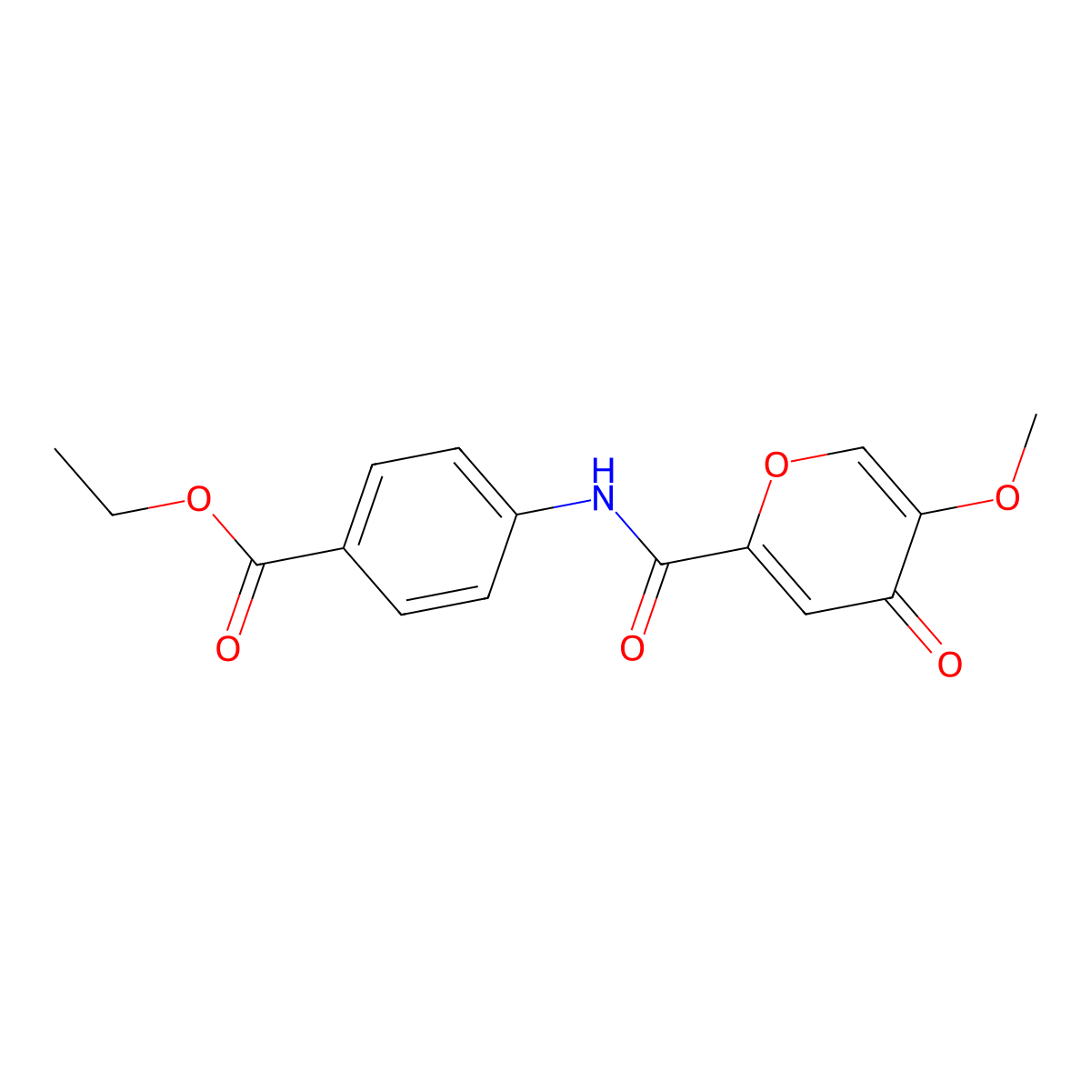 ethyl 4-(5-methoxy-4-oxo-4H-pyran-2-amido)benzoate molecular structure, CAS 1040662-67-6