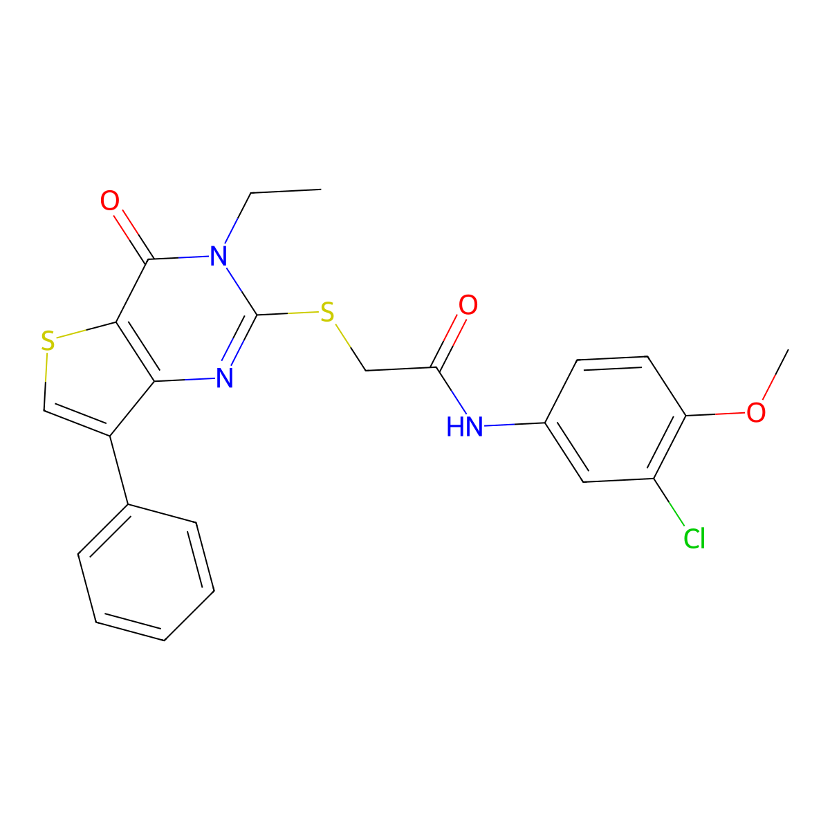 N-(3-chloro-4-methoxyphenyl)-2-[(3-ethyl-4-oxo-7-phenyl-3,4-dihydrothieno[3,2-d]pyrimidin-2-yl)thio]acetamide molecular structure, CAS 1040662-69-8