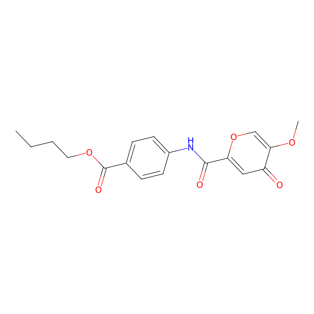 butyl 4-(5-methoxy-4-oxo-4H-pyran-2-amido)benzoate molecular structure, CAS 1040662-74-5