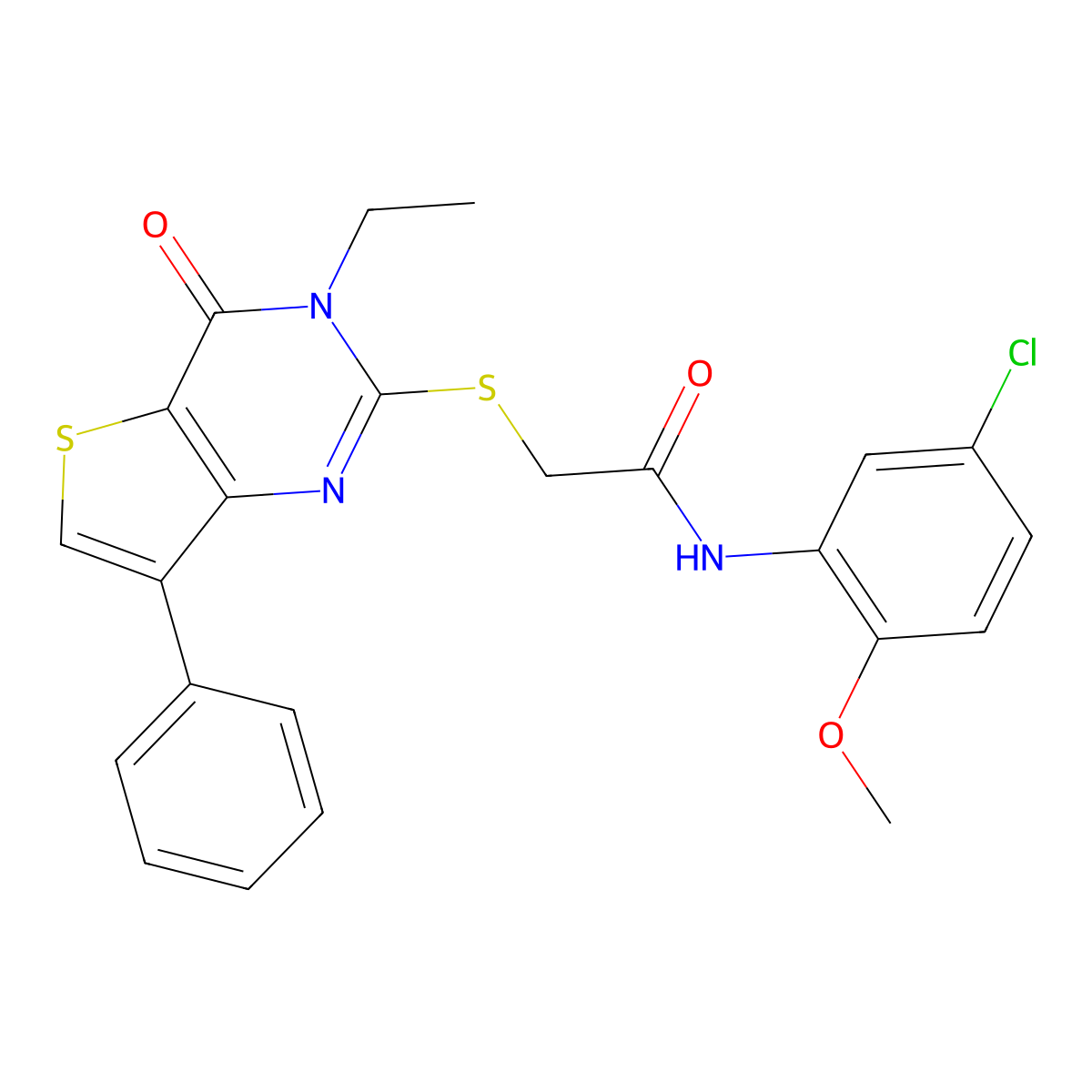 N-(5-chloro-2-methoxyphenyl)-2-[(3-ethyl-4-oxo-7-phenyl-3,4-dihydrothieno[3,2-d]pyrimidin-2-yl)thio]acetamide molecular structure, CAS 1040662-76-7