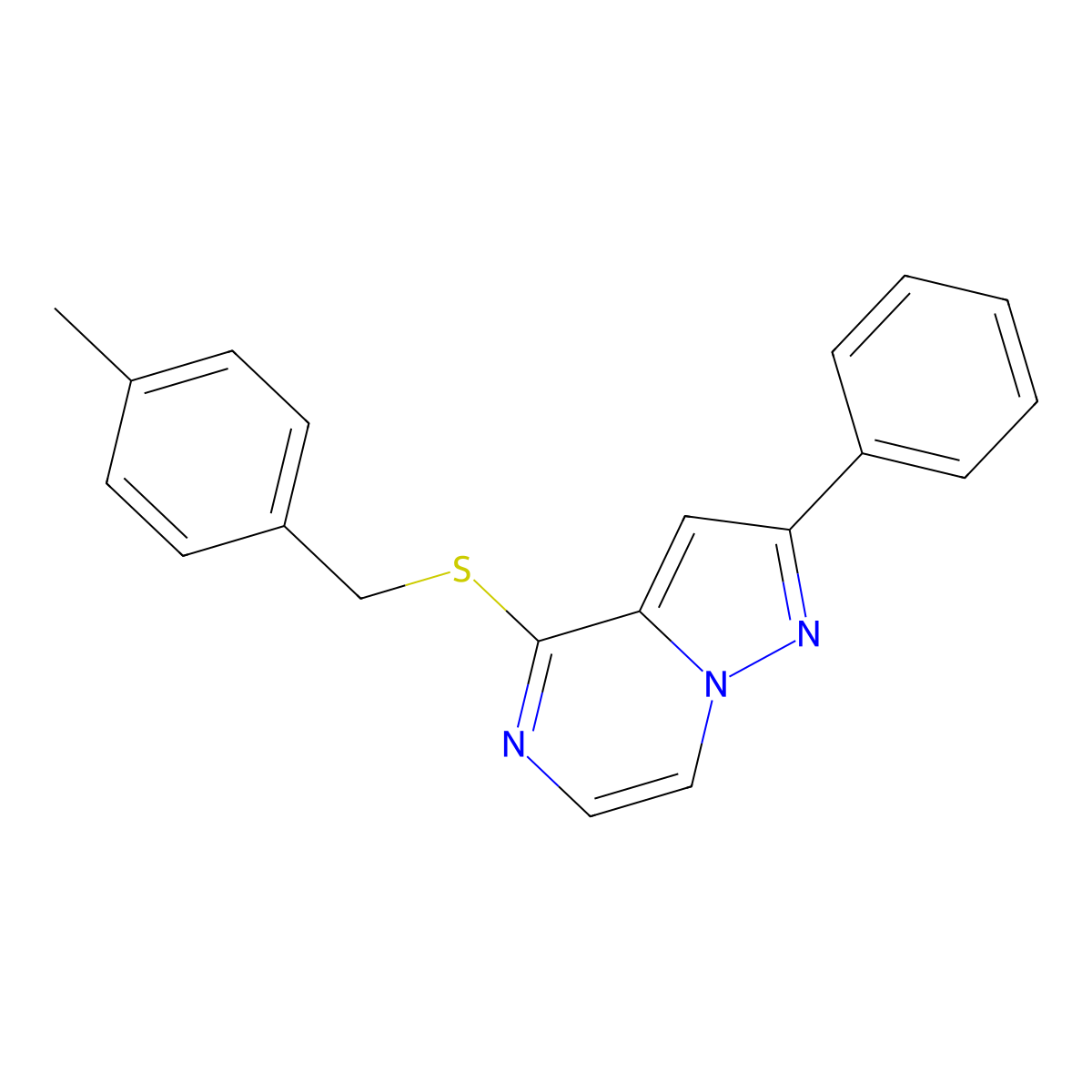 4-[(4-Methylbenzyl)thio]-2-phenylpyrazolo[1,5-a]pyrazine molecular structure, CAS 1040662-86-9