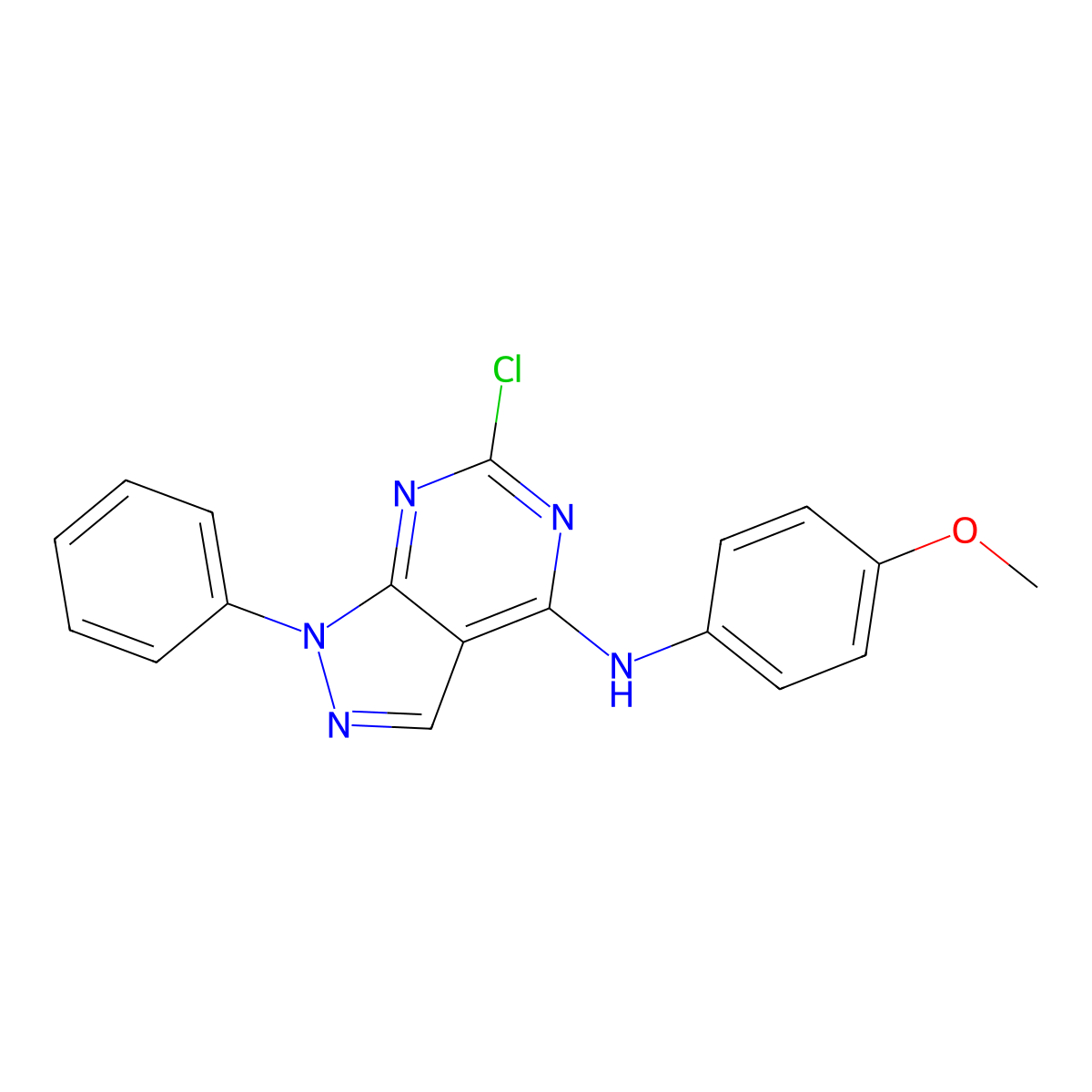 6-chloro-N-(4-methoxyphenyl)-1-phenyl-1H-pyrazolo[3,4-d]pyrimidin-4-amine molecular structure, CAS 1040662-93-8