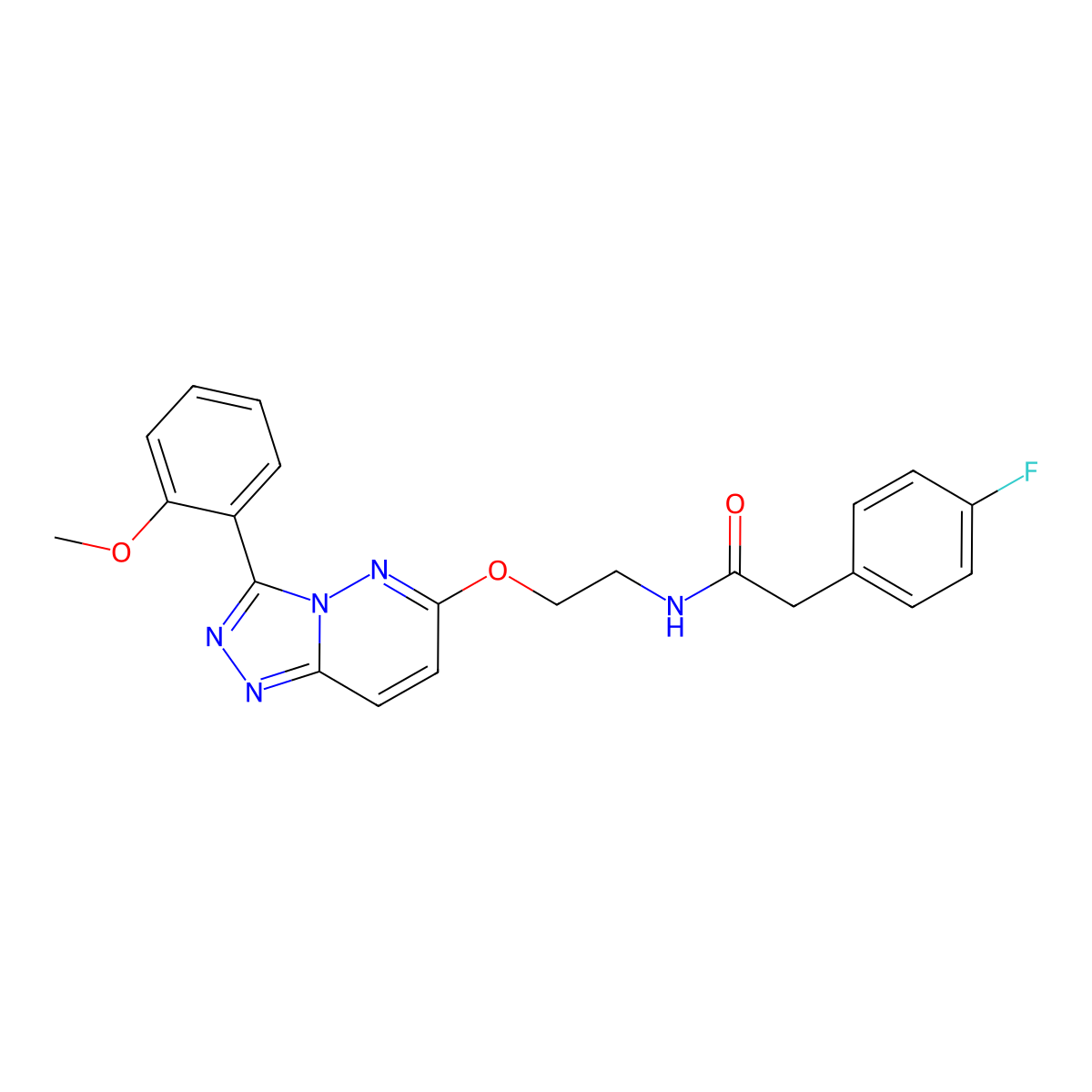 2-(4-fluorophenyl)-N-(2-{[3-(2-methoxyphenyl)-[1,2,4]triazolo[4,3-b]pyridazin-6-yl]oxy}ethyl)acetamide molecular structure, CAS 1040662-96-1
