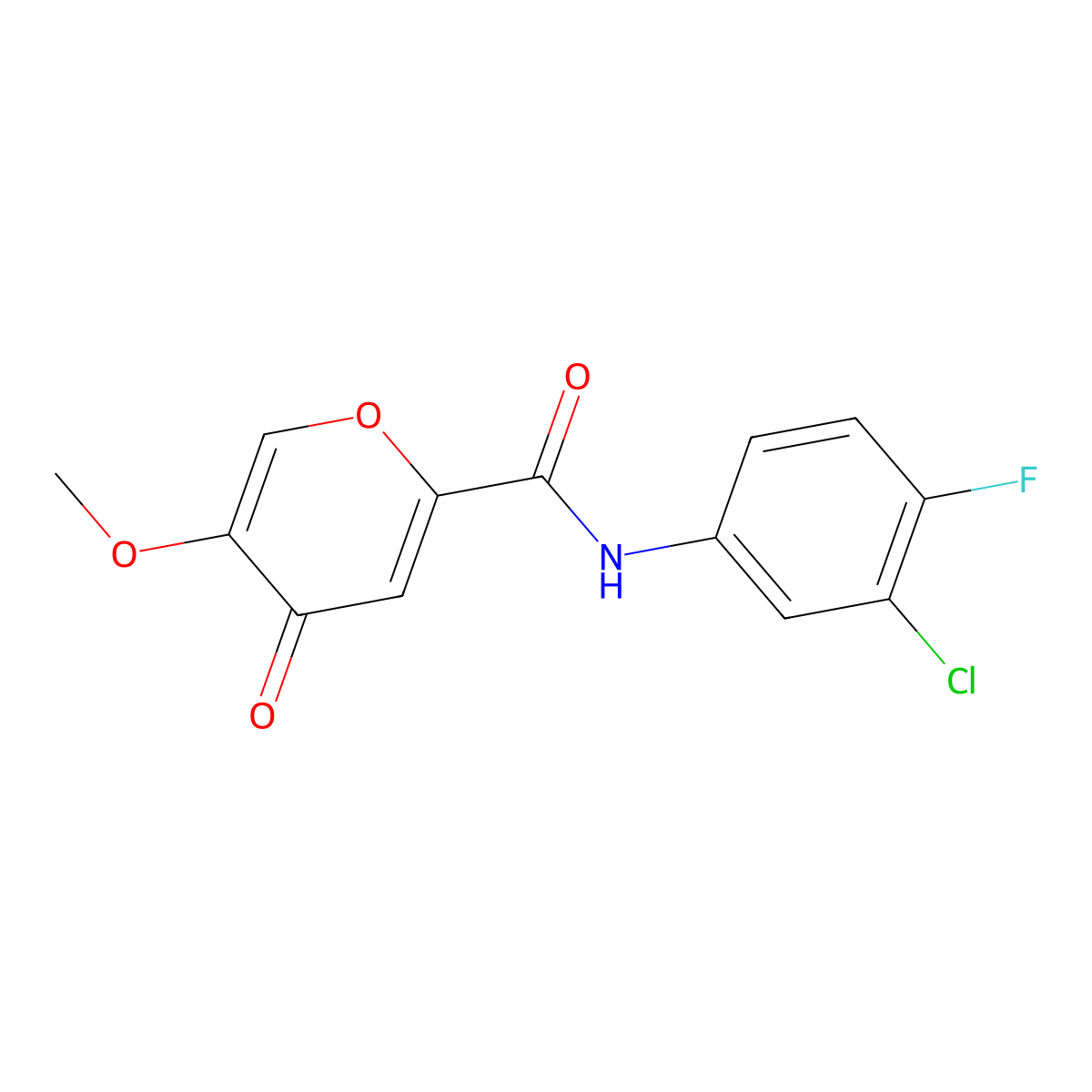 N-(3-chloro-4-fluorophenyl)-5-methoxy-4-oxo-4H-pyran-2-carboxamide molecular structure, CAS 1040662-98-3