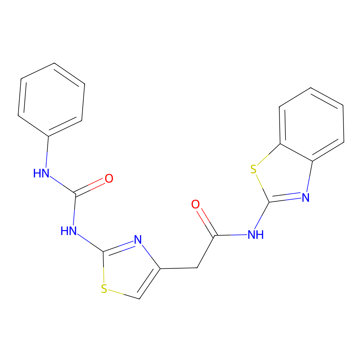 N-(1,3-benzothiazol-2-yl)-2-{2-[(phenylcarbamoyl)amino]-1,3-thiazol-4-yl}acetamide molecular structure, CAS 1040663-01-1