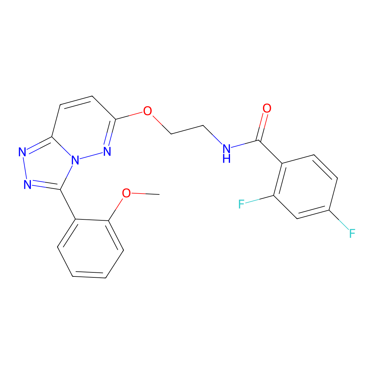2,4-difluoro-N-(2-{[3-(2-methoxyphenyl)-[1,2,4]triazolo[4,3-b]pyridazin-6-yl]oxy}ethyl)benzamide molecular structure, CAS 1040663-04-4