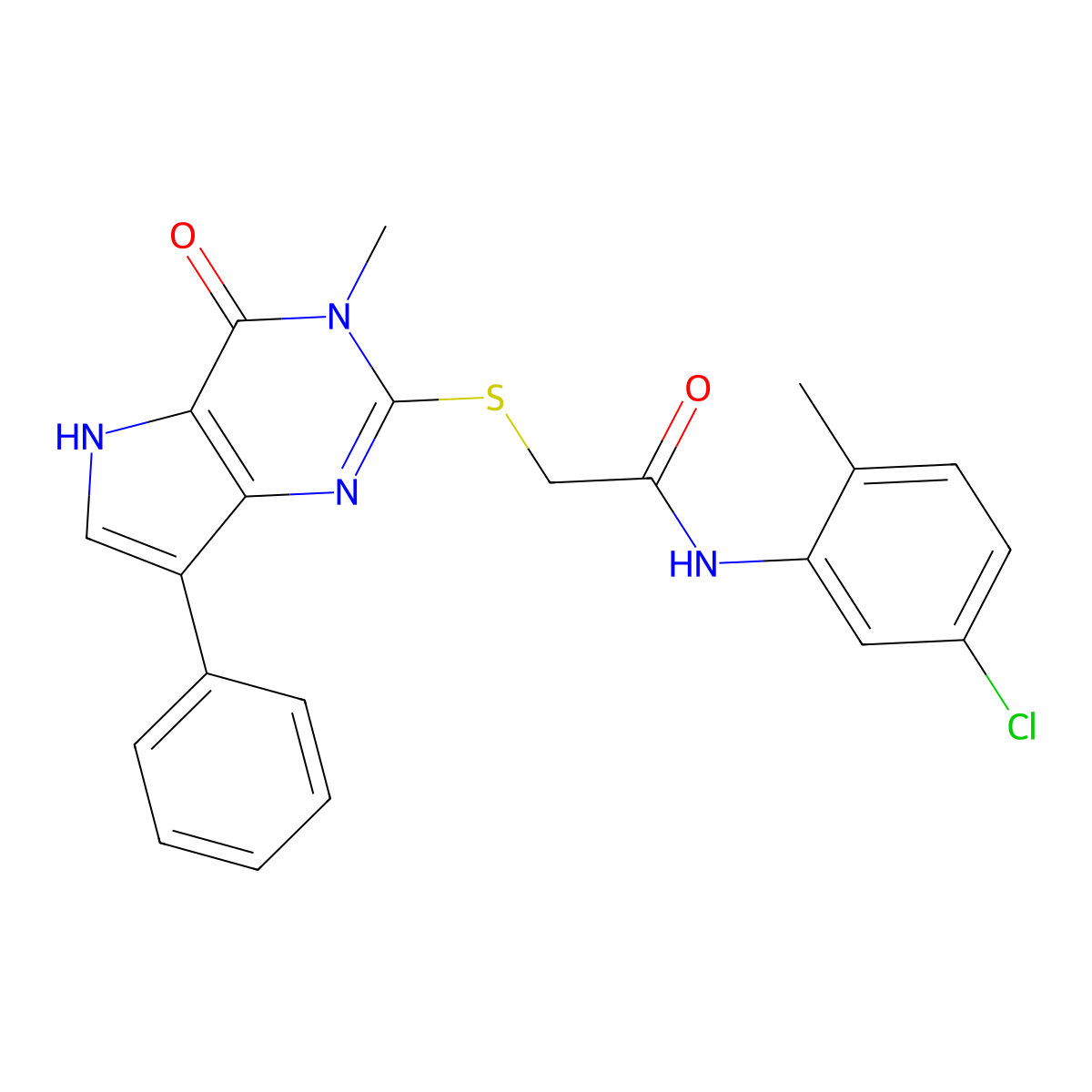 N-(5-chloro-2-methylphenyl)-2-({3-methyl-4-oxo-7-phenyl-3H,4H,5H-pyrrolo[3,2-d]pyrimidin-2-yl}sulfanyl)acetamide molecular structure, CAS 1040663-05-5